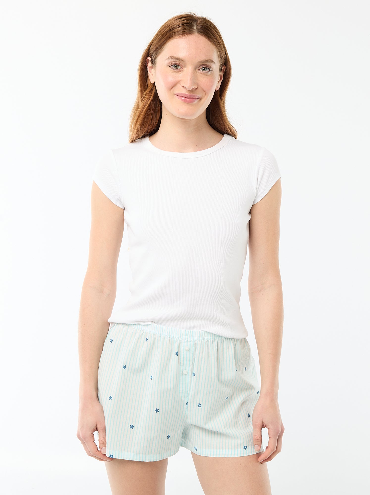 Short élastiqué all-over rayé - Bleu (EYU57_5)