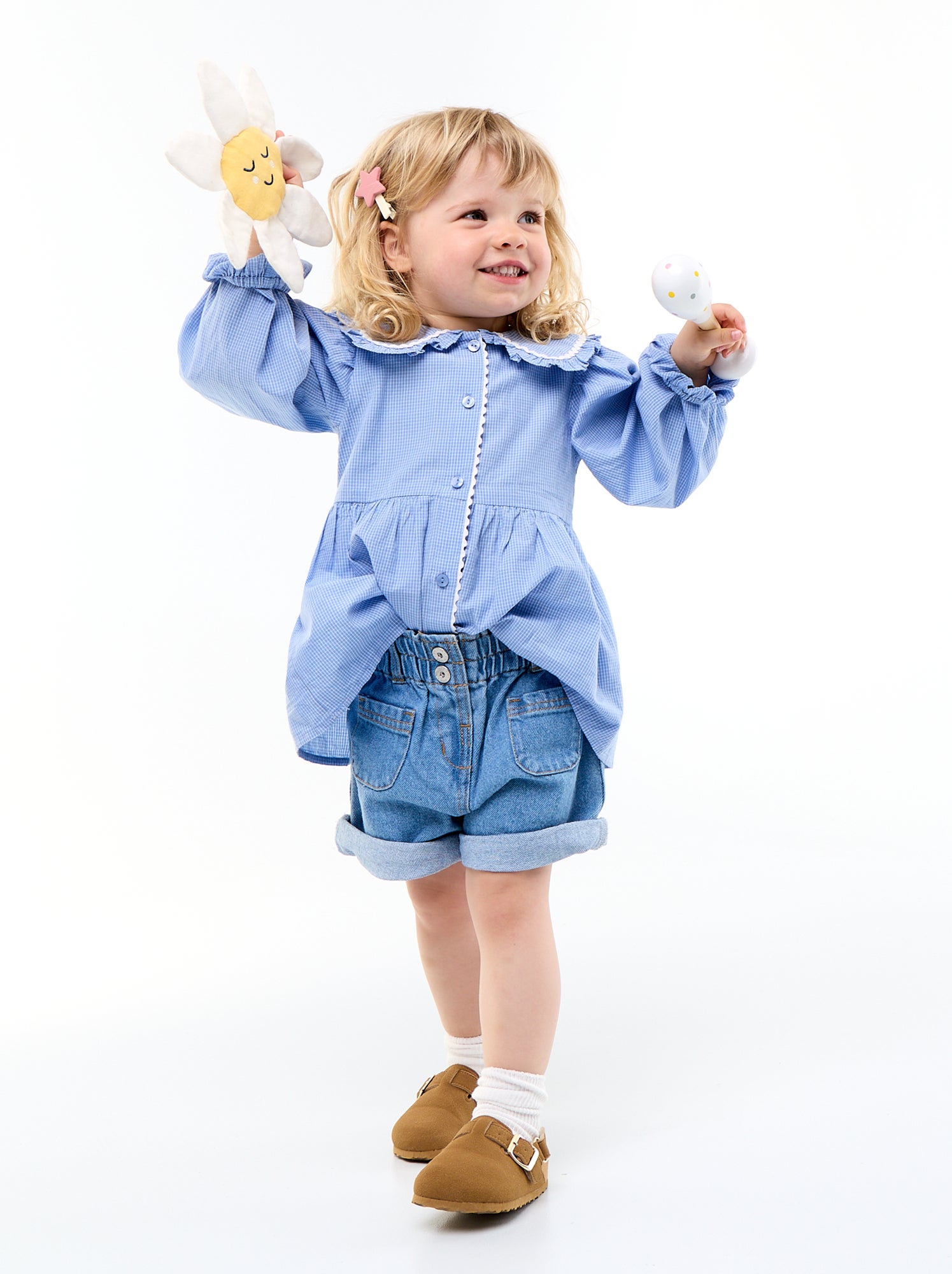 Short paperbag en jean - Bleu