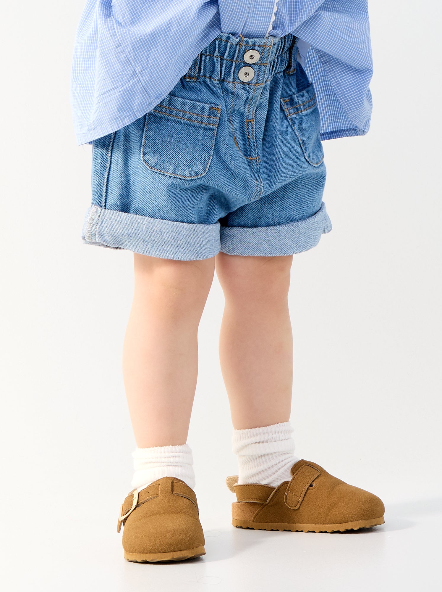 Short paperbag en jean - Bleu