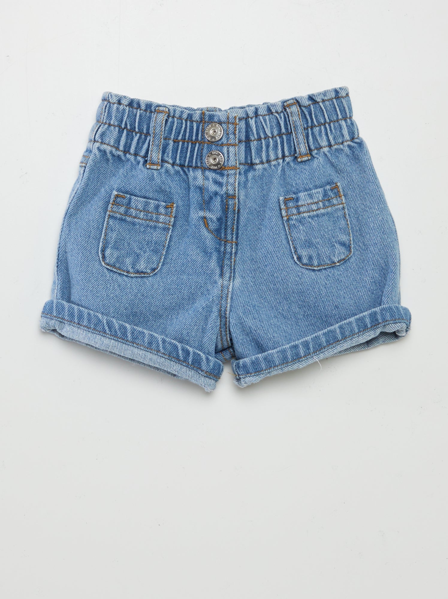 Short paperbag en jean - Bleu