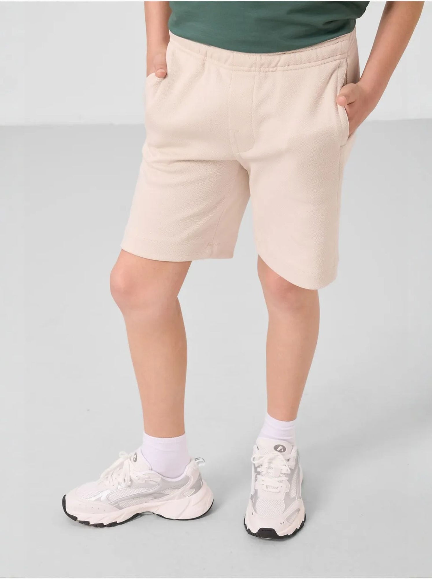 Short pour jeune coupe régulière taille mi-haute tommy - Sable