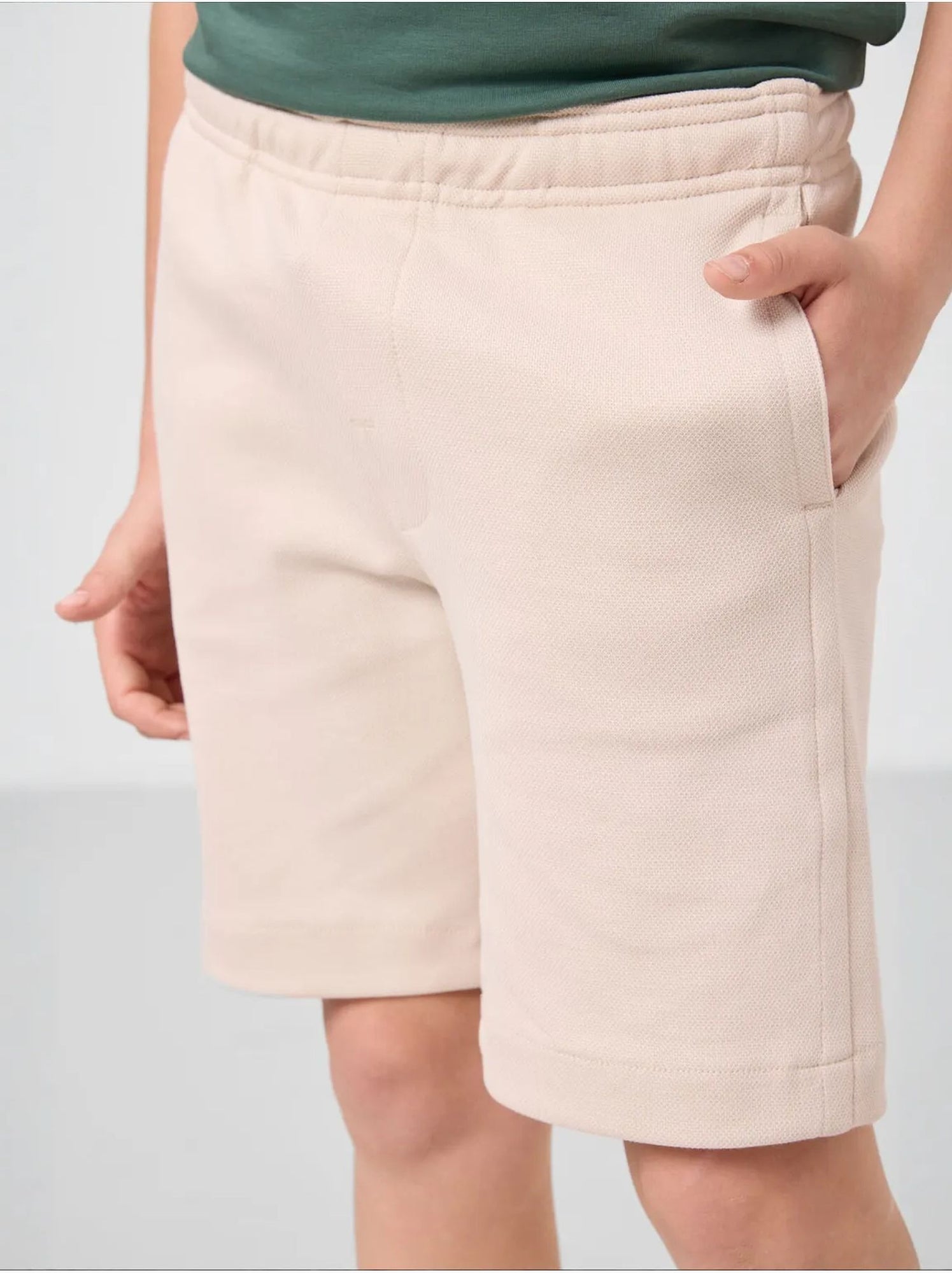 Short pour jeune coupe régulière taille mi-haute tommy - Sable