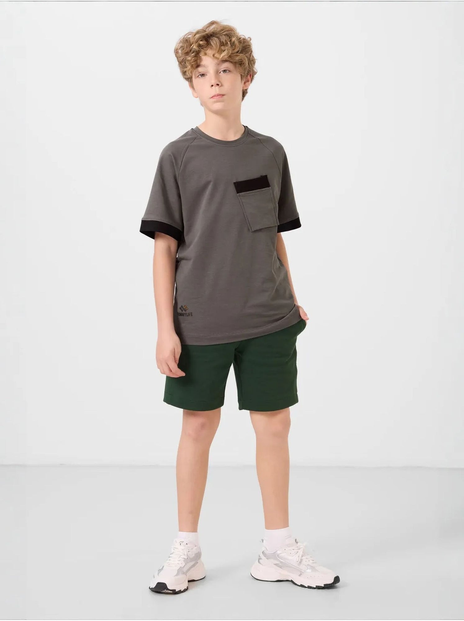 Short pour jeune coupe régulière taille mi-haute tommy - Vert foncé