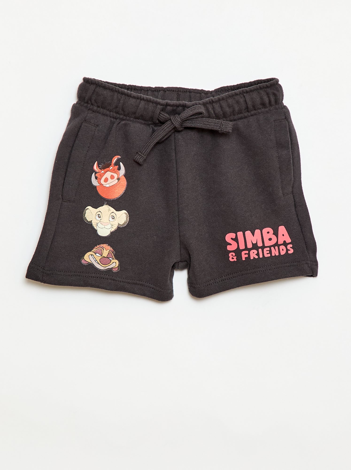 Short 'Simba' 'Disney' en molleton non gratté - Noir