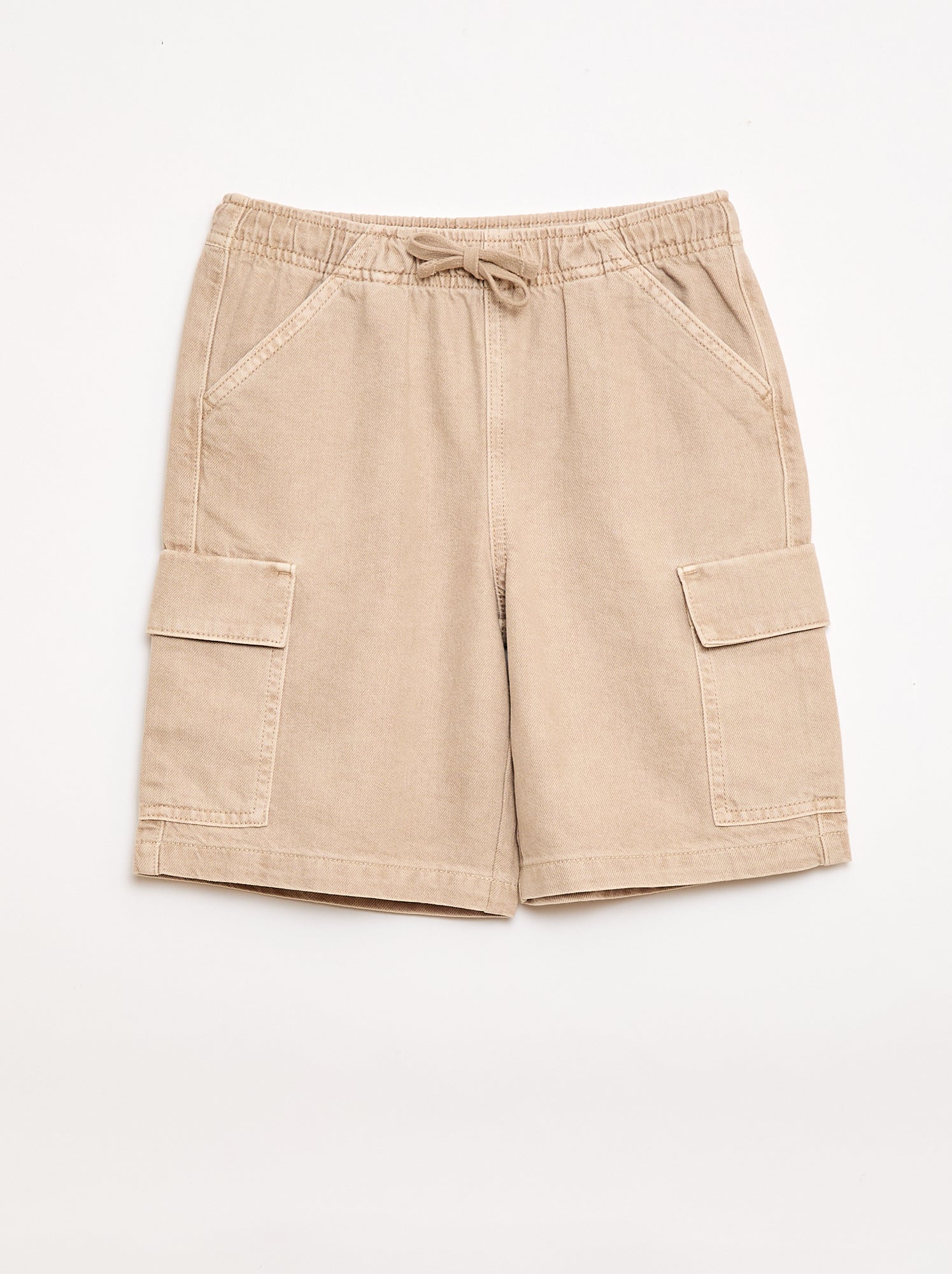 Short uni à cordon en coton - Beige (FJE46_1)