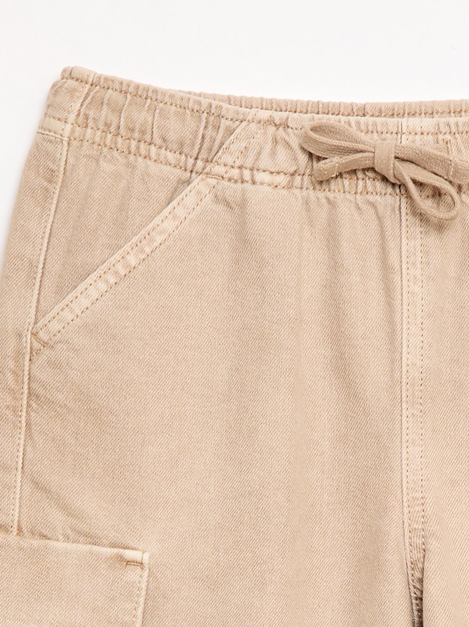Short uni à cordon en coton - Beige (FJE46_1)
