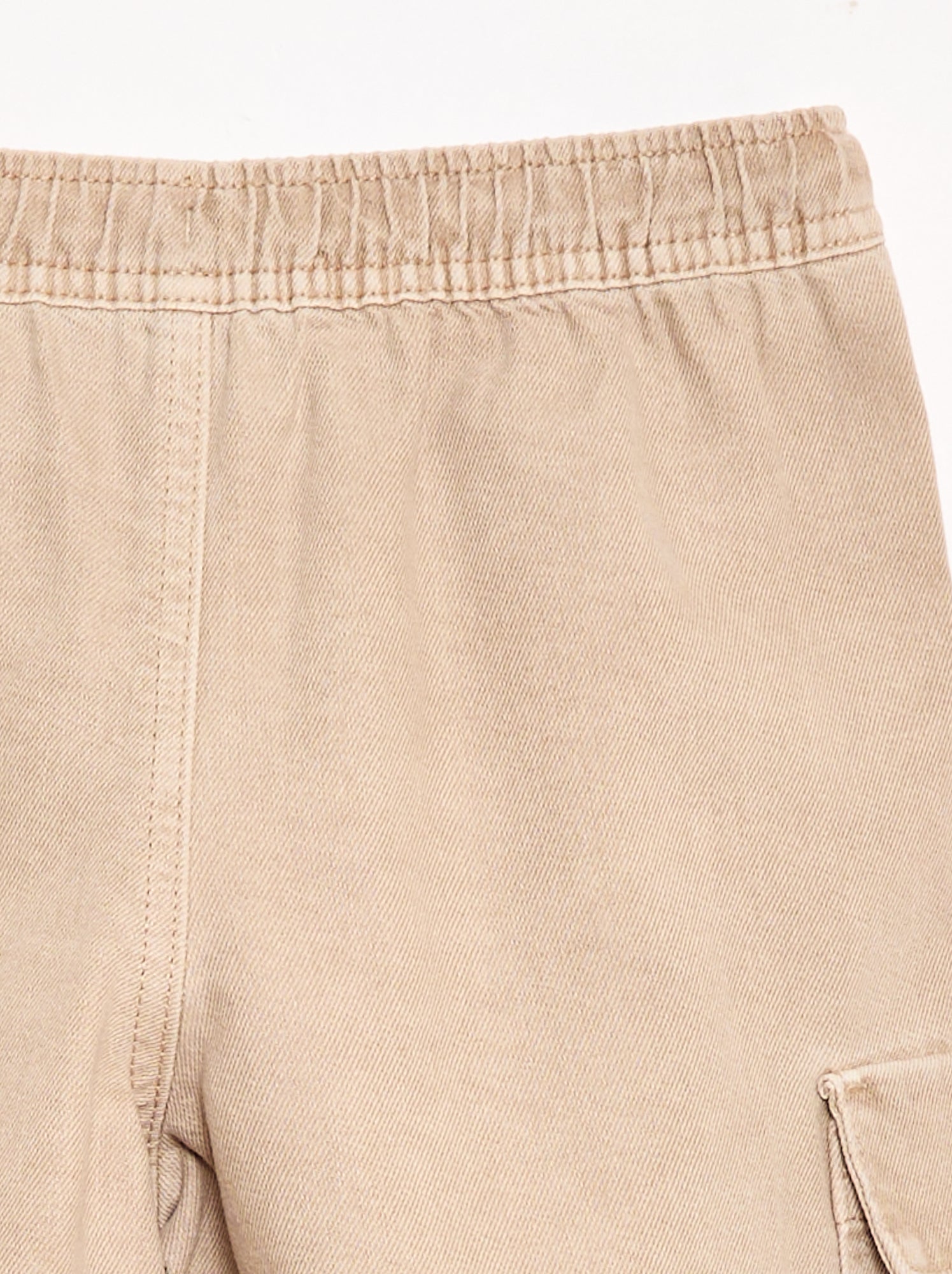 Short uni à cordon en coton - Beige (FJE46_1)