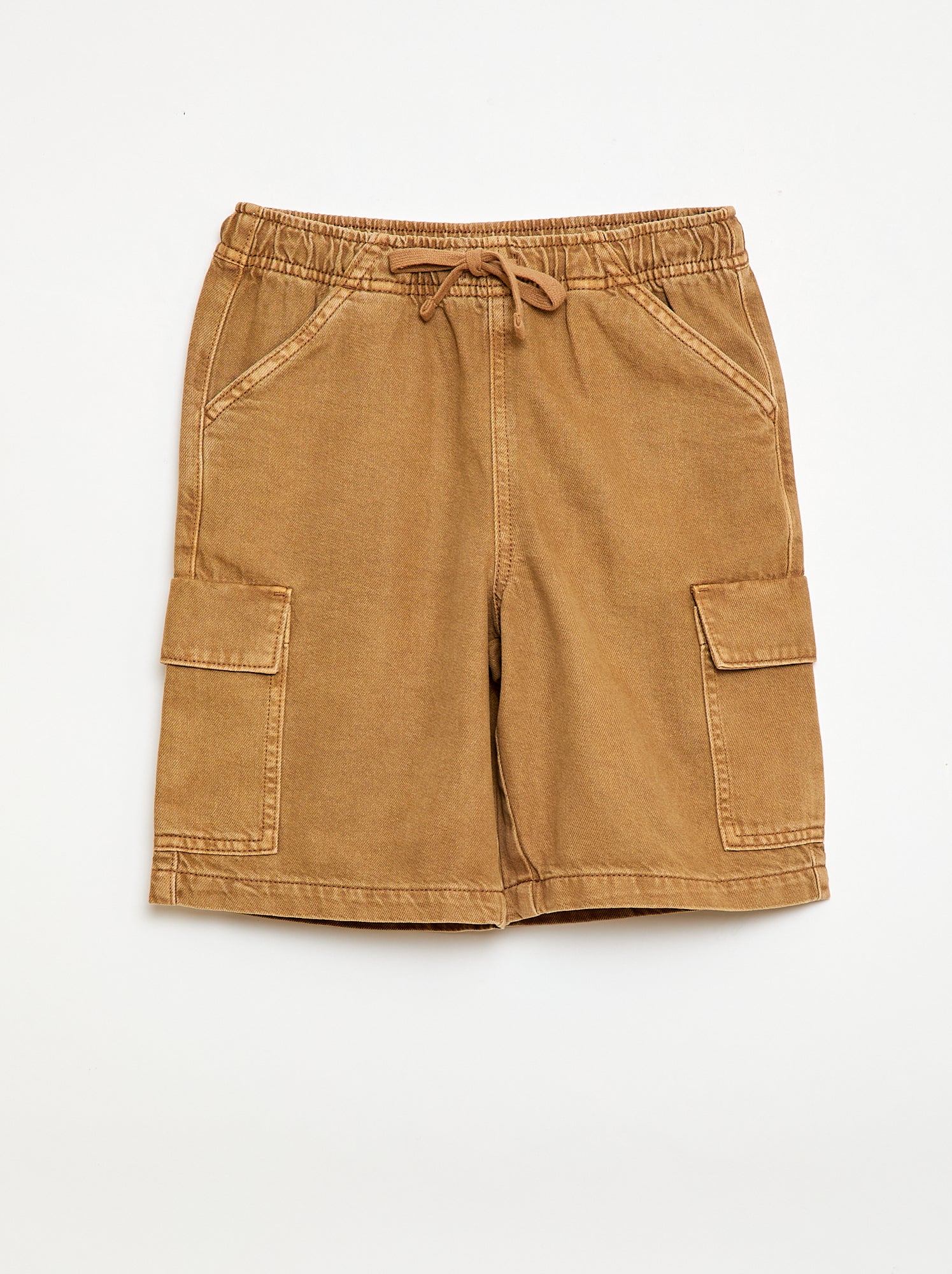 Short uni à cordon en coton - Beige (FJE46_2)
