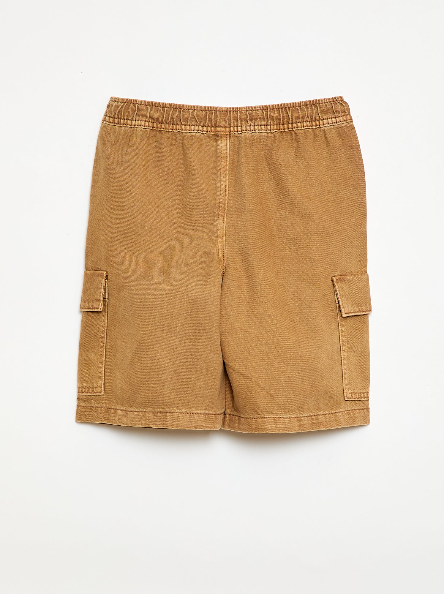 Short uni à cordon en coton - Beige (FJE46_2)