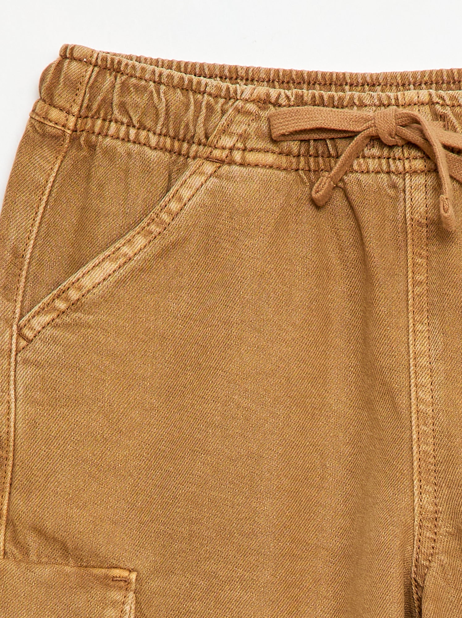 Short uni à cordon en coton - Beige (FJE46_2)