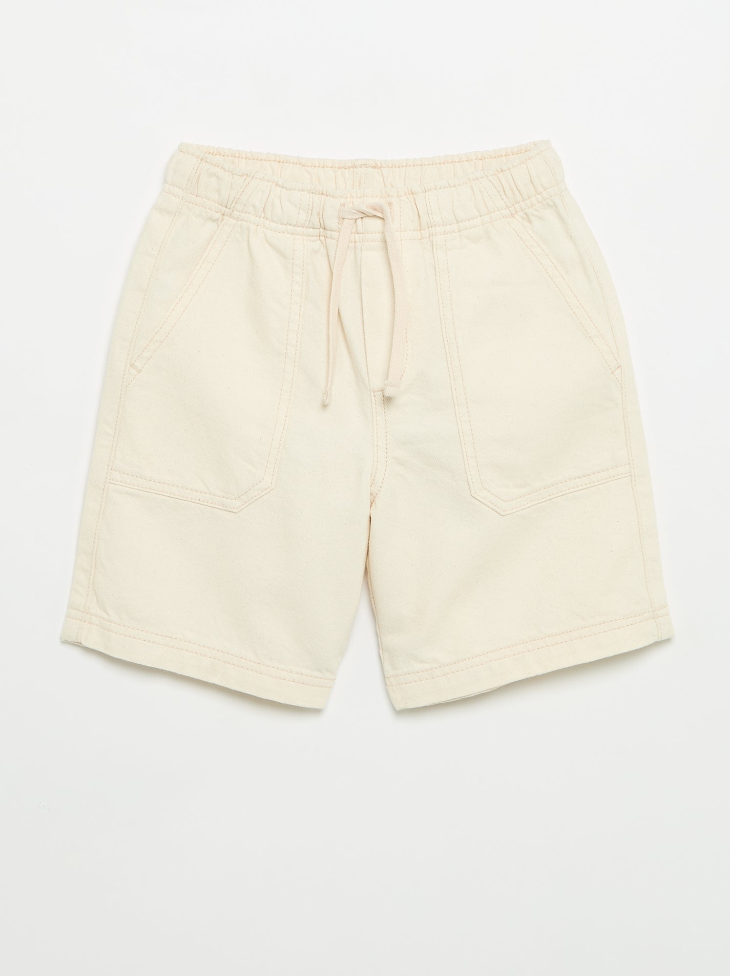 Short uni avec taille élastiquée - Ecru