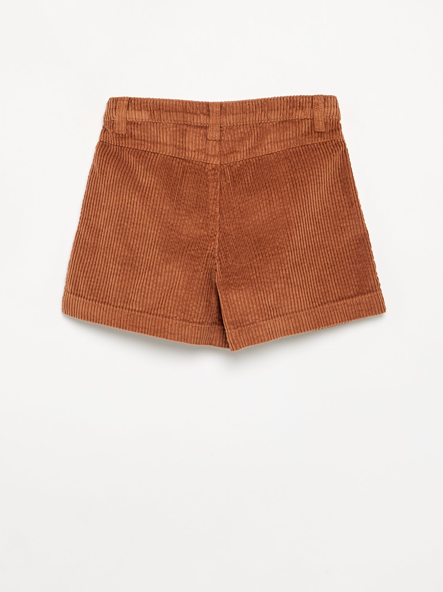 Short uni en velours côtelé - Marron