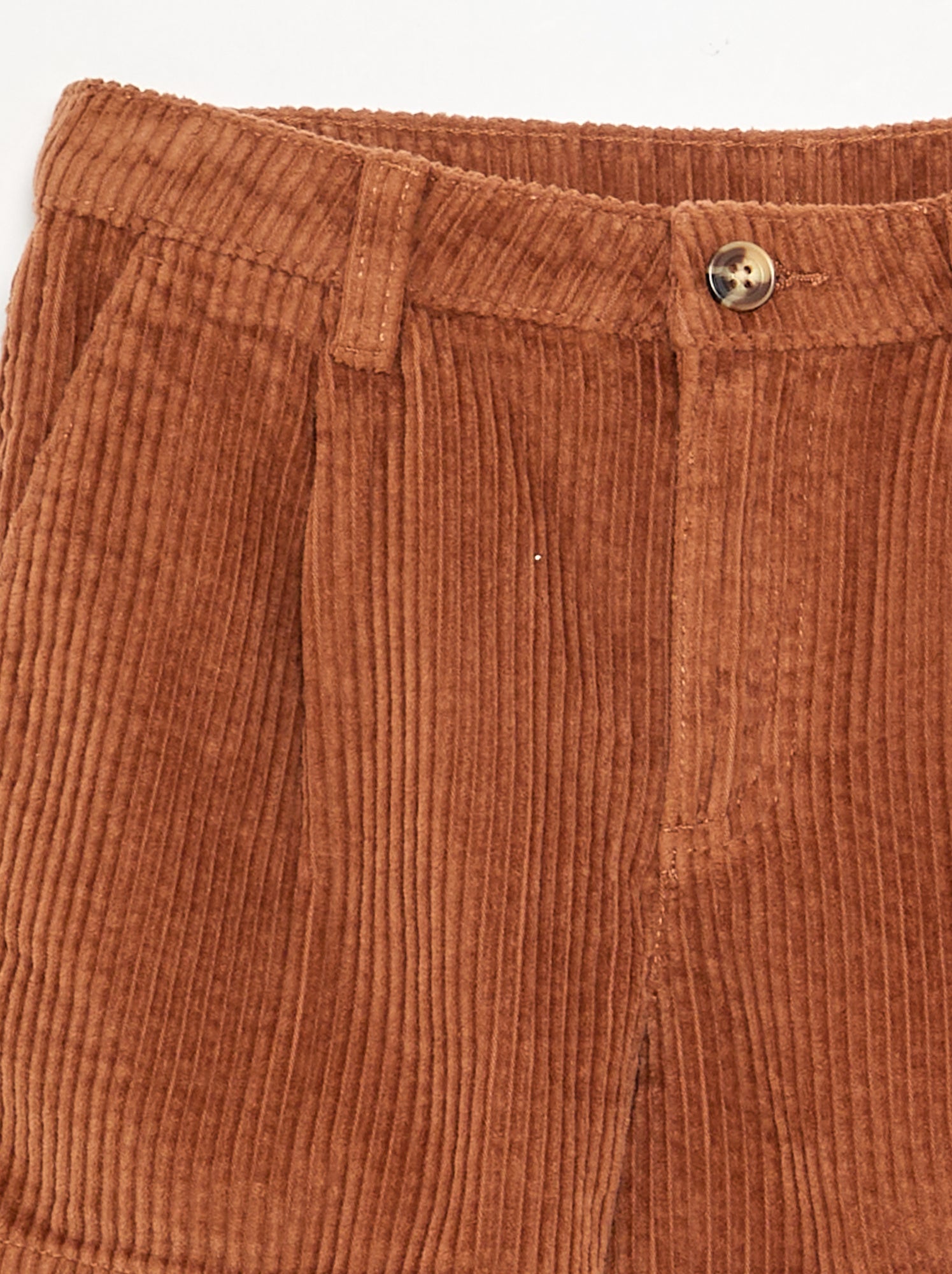 Short uni en velours côtelé - Marron