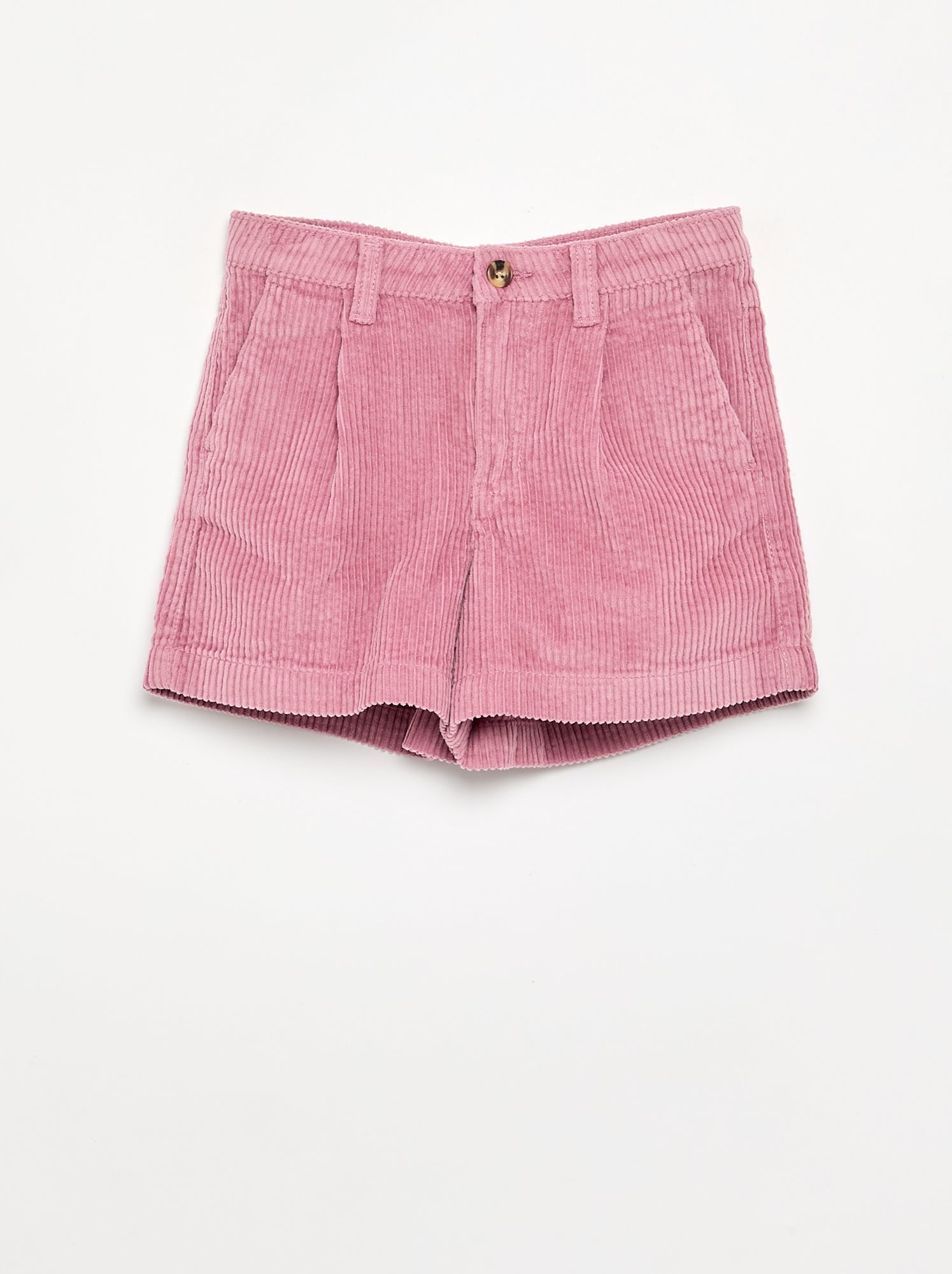 Short uni en velours côtelé - Rose