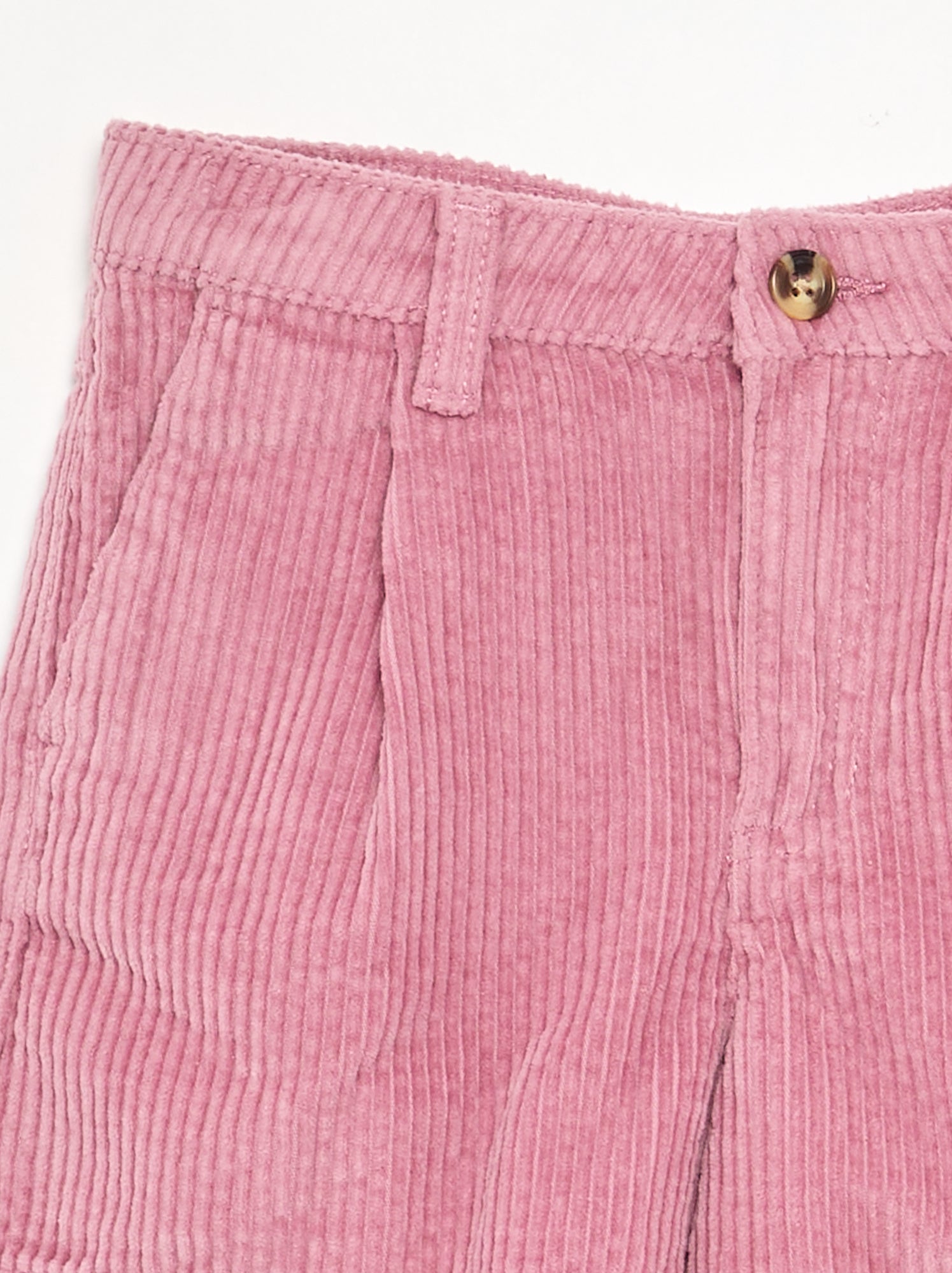 Short uni en velours côtelé - Rose