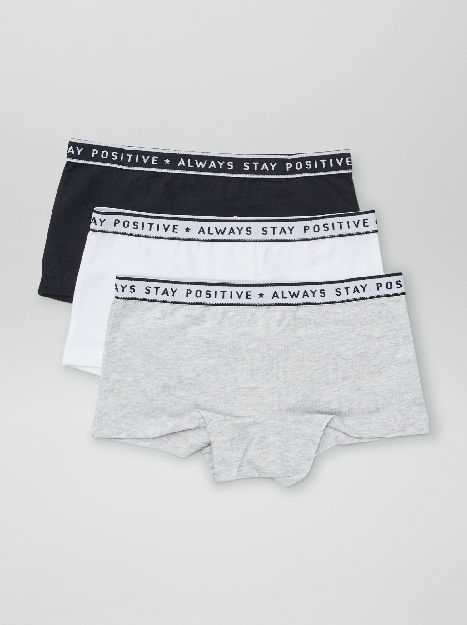 Shorties en jersey - Lot de 3 - Noir/blanc/gris