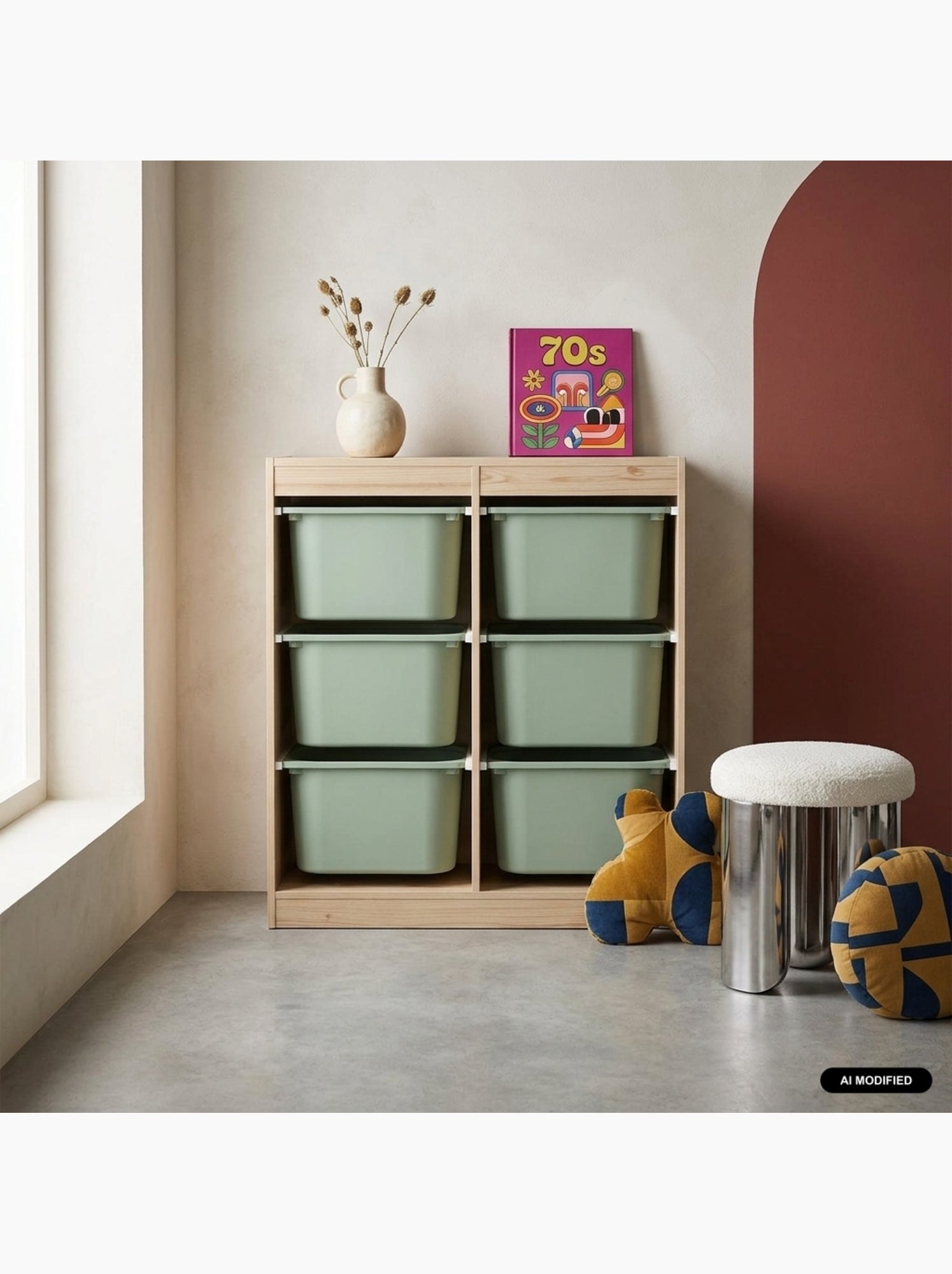 Sora - meuble de rangement pour enfant 6 bacs de rangement sora - Vert clair