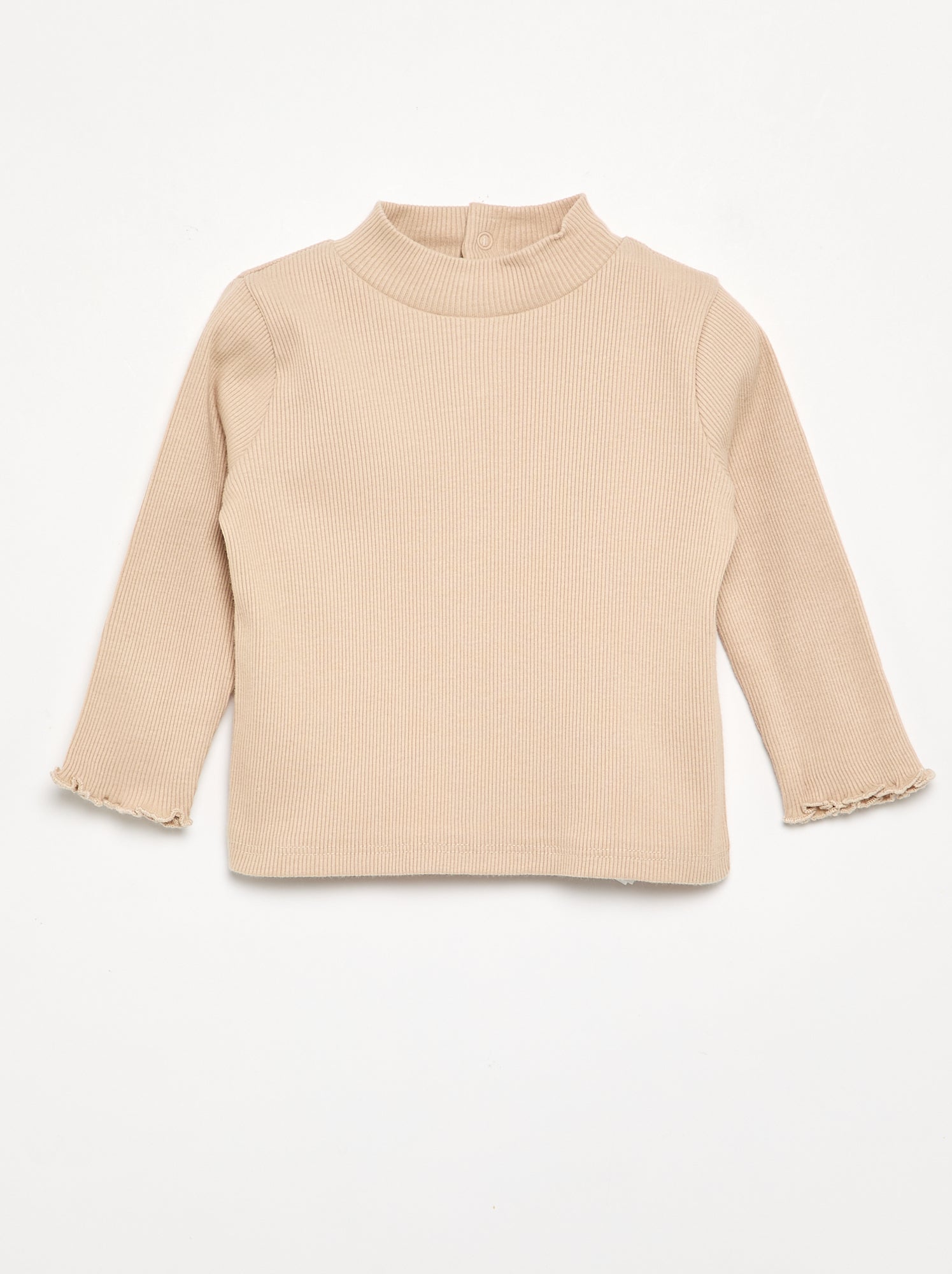 Sous-pull en maille côtelée - Beige