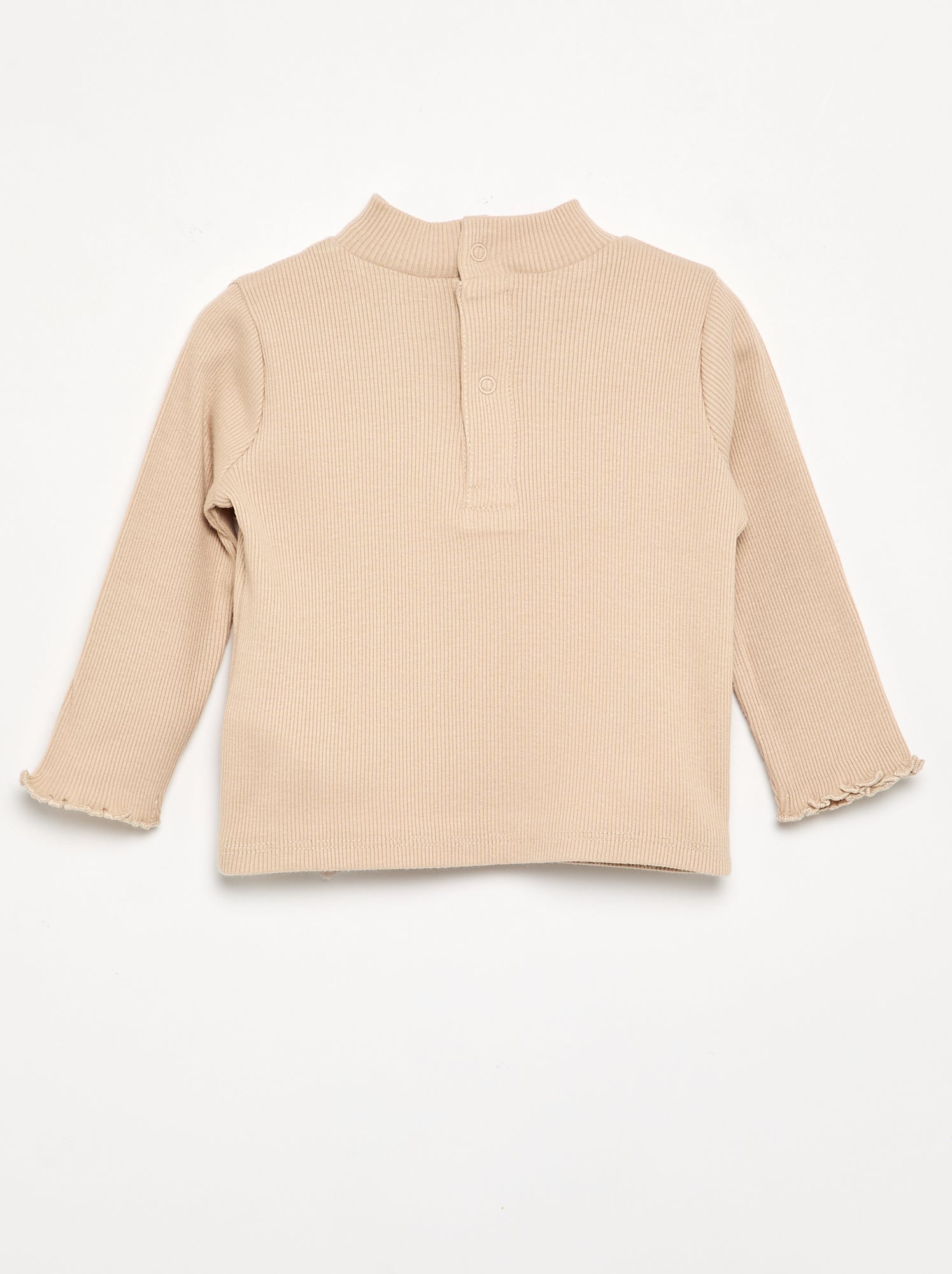 Sous-pull en maille côtelée - Beige