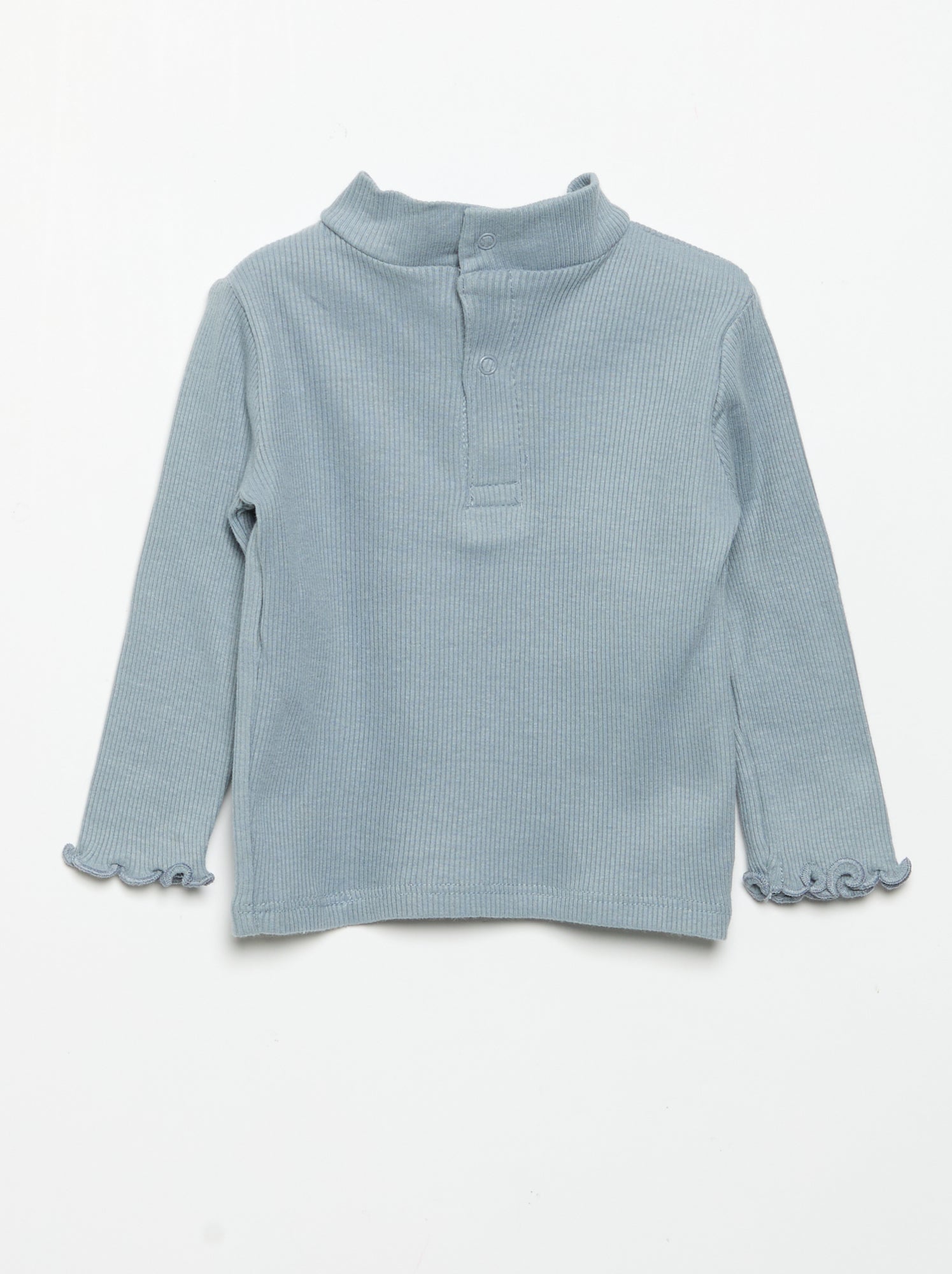Sous-pull en maille côtelée - Bleu