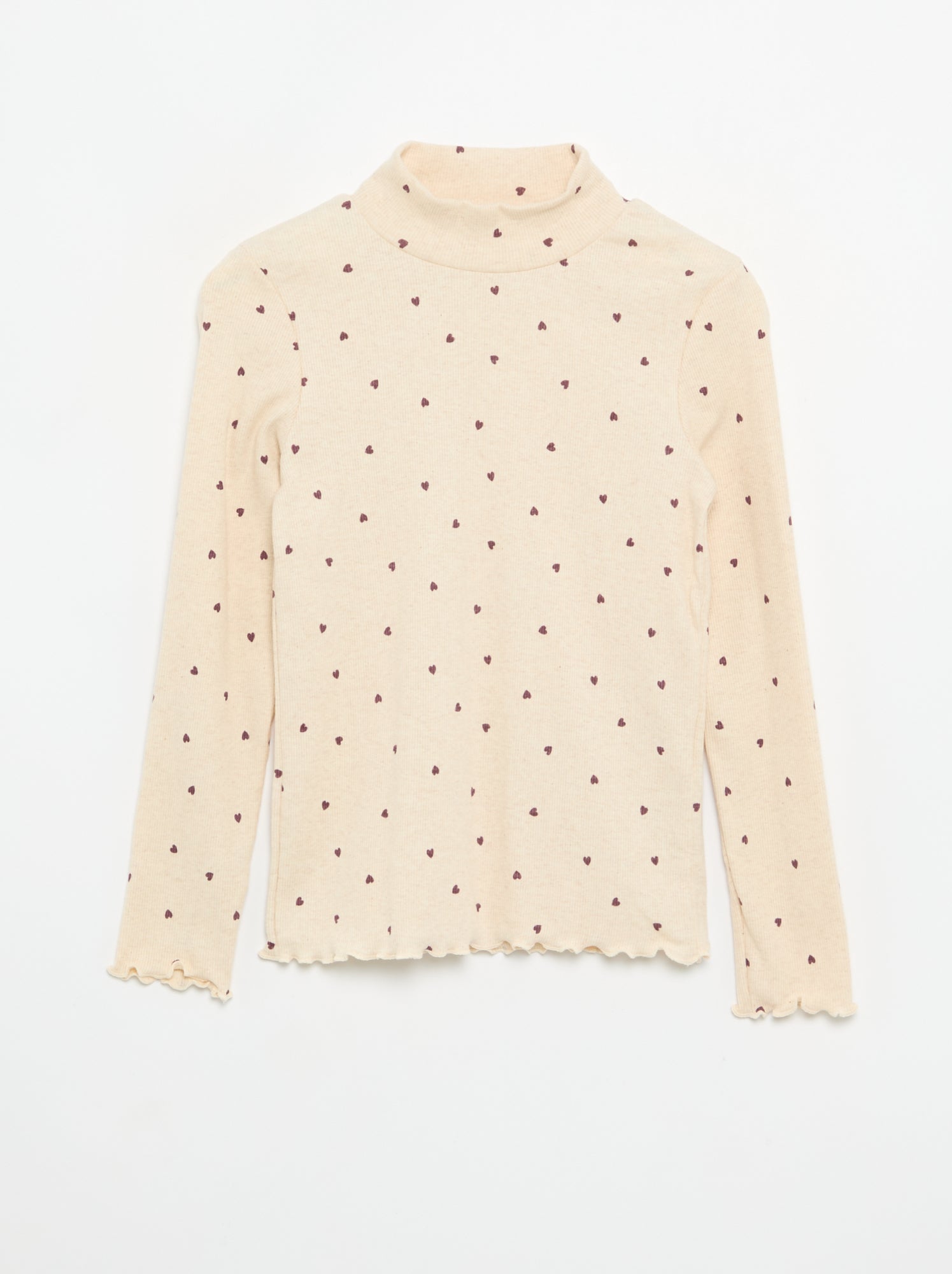 Sous-pull en maille côtelée imprimée - Beige (FYF37_1)