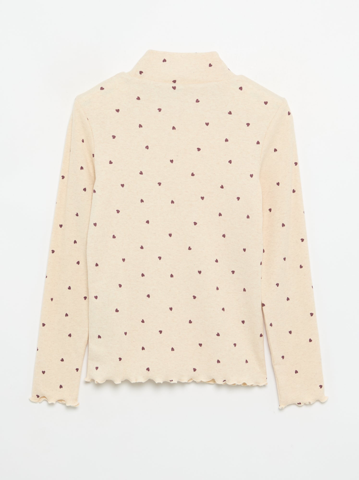 Sous-pull en maille côtelée imprimée - Beige (FYF37_1)