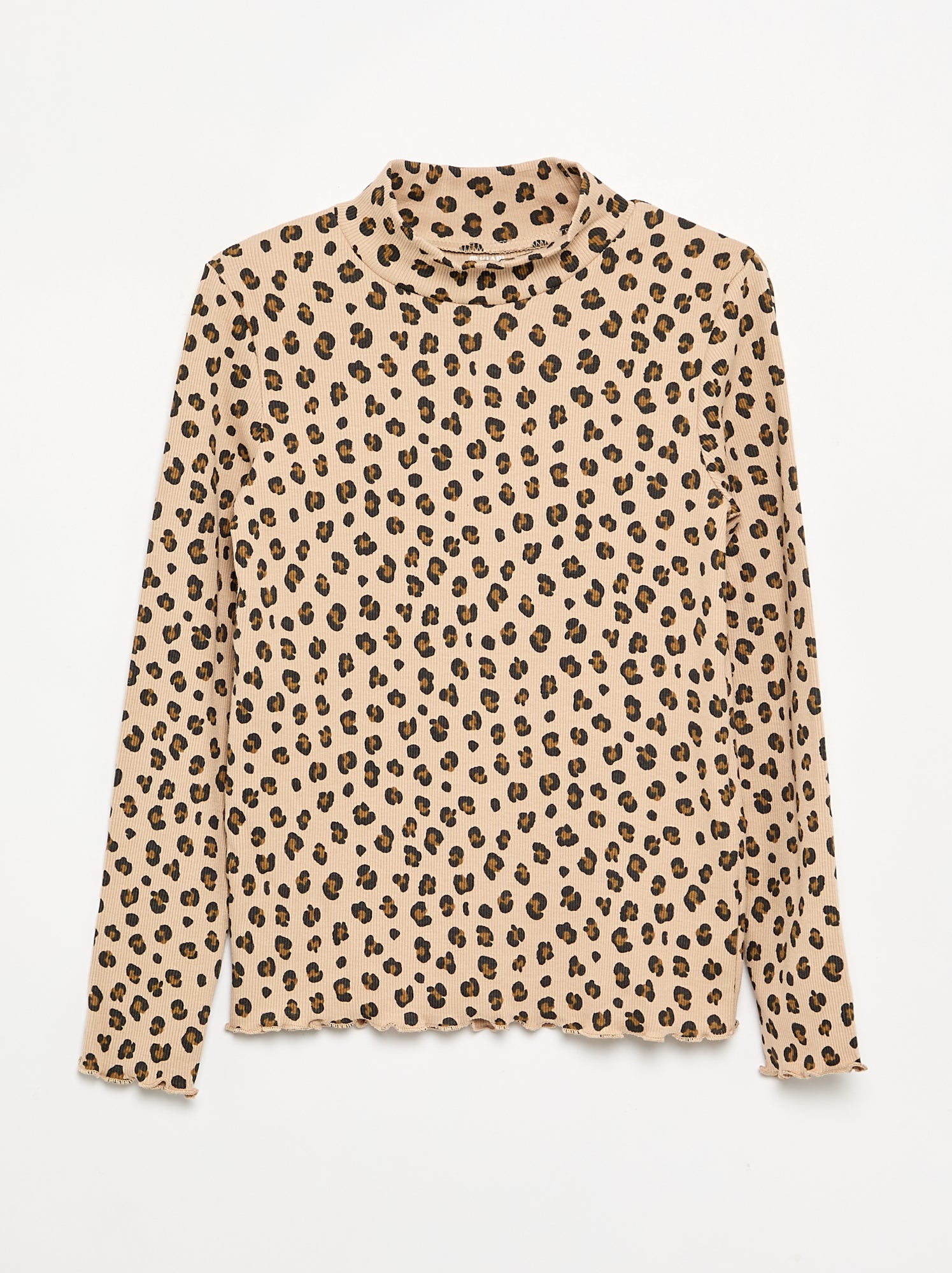 Sous-pull en maille côtelée imprimée - Beige (FYF37_6)