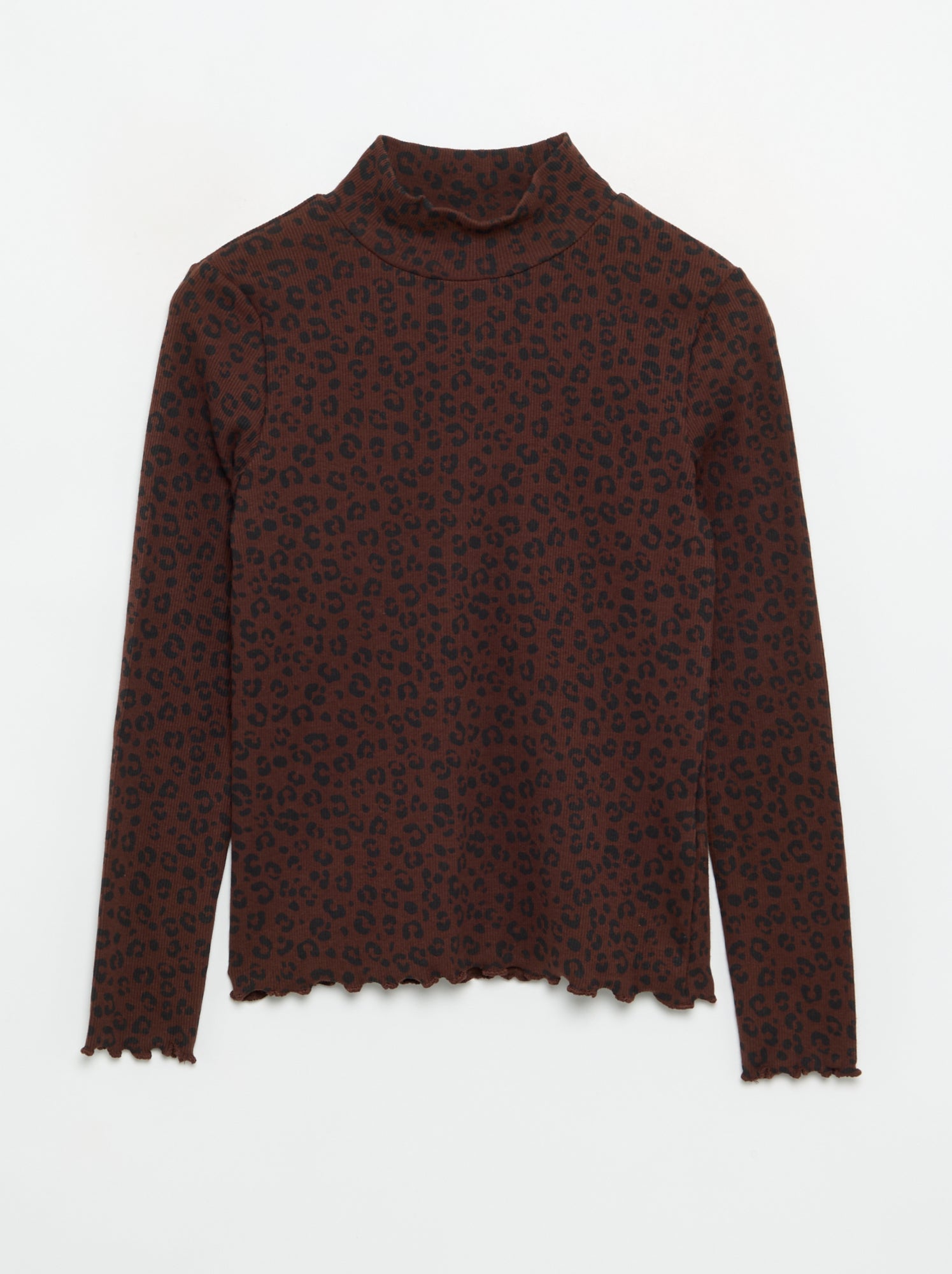 Sous-pull en maille côtelée imprimée - Marron