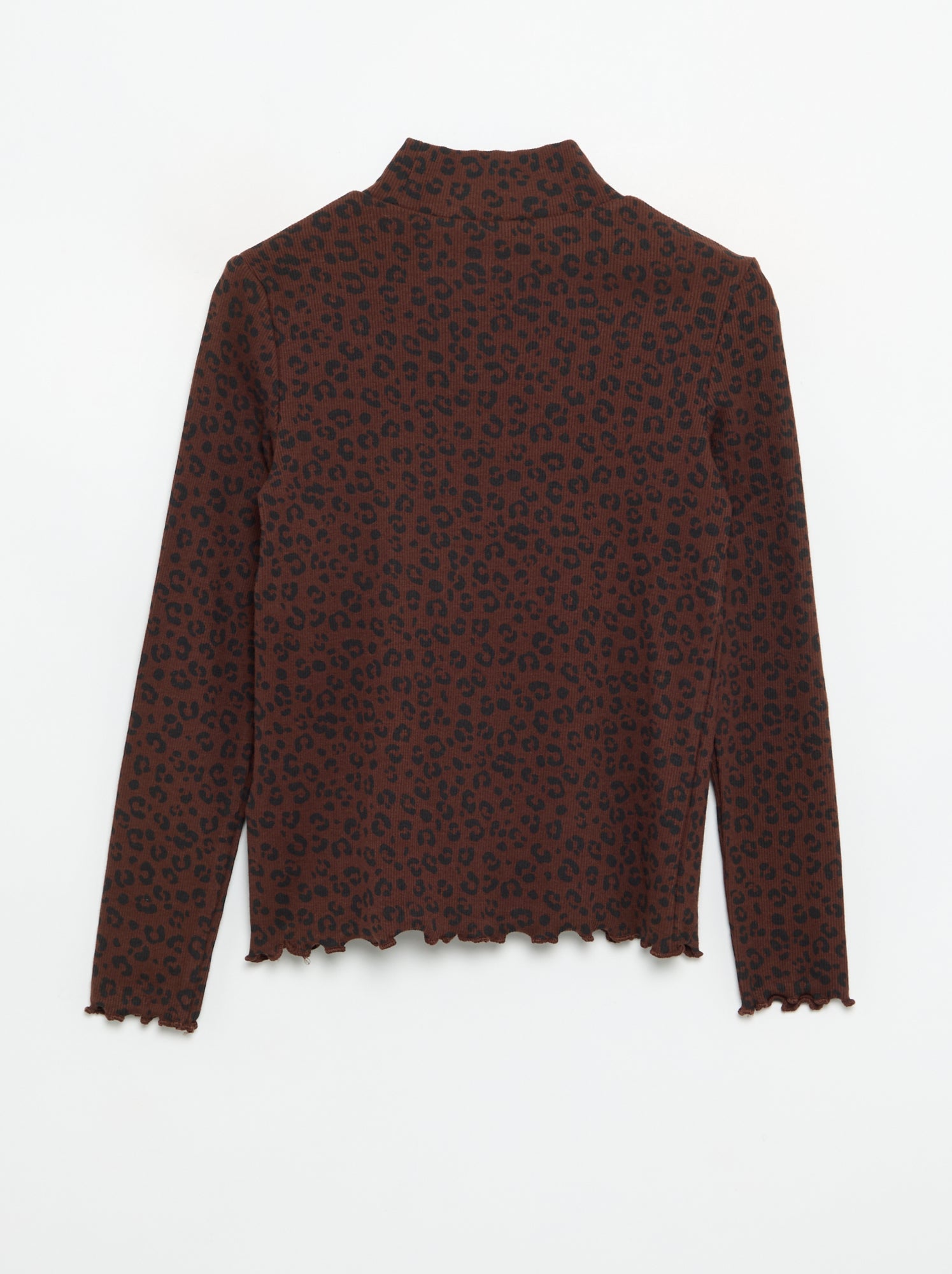 Sous-pull en maille côtelée imprimée - Marron