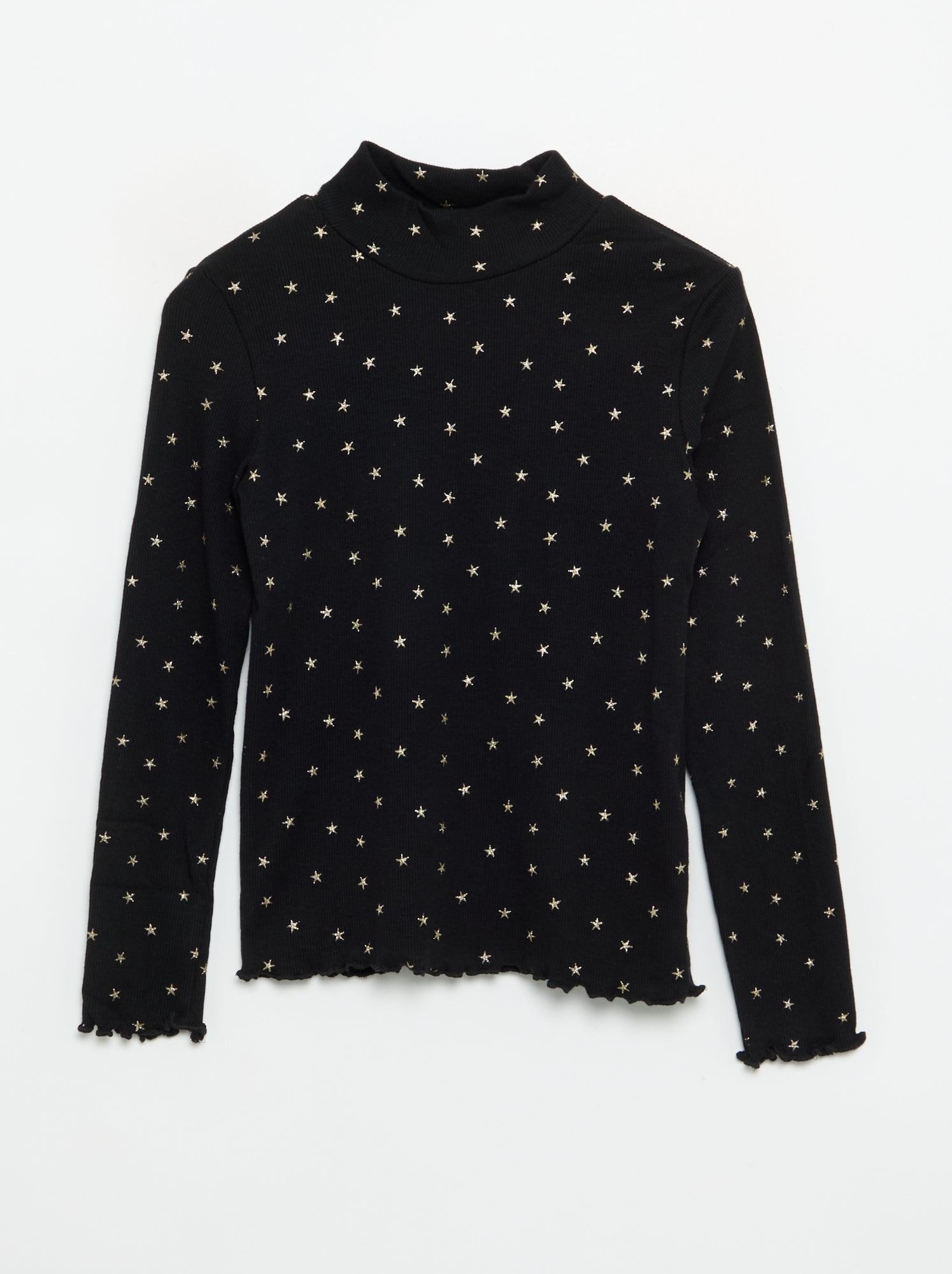 Sous-pull en maille côtelée imprimée - Noir