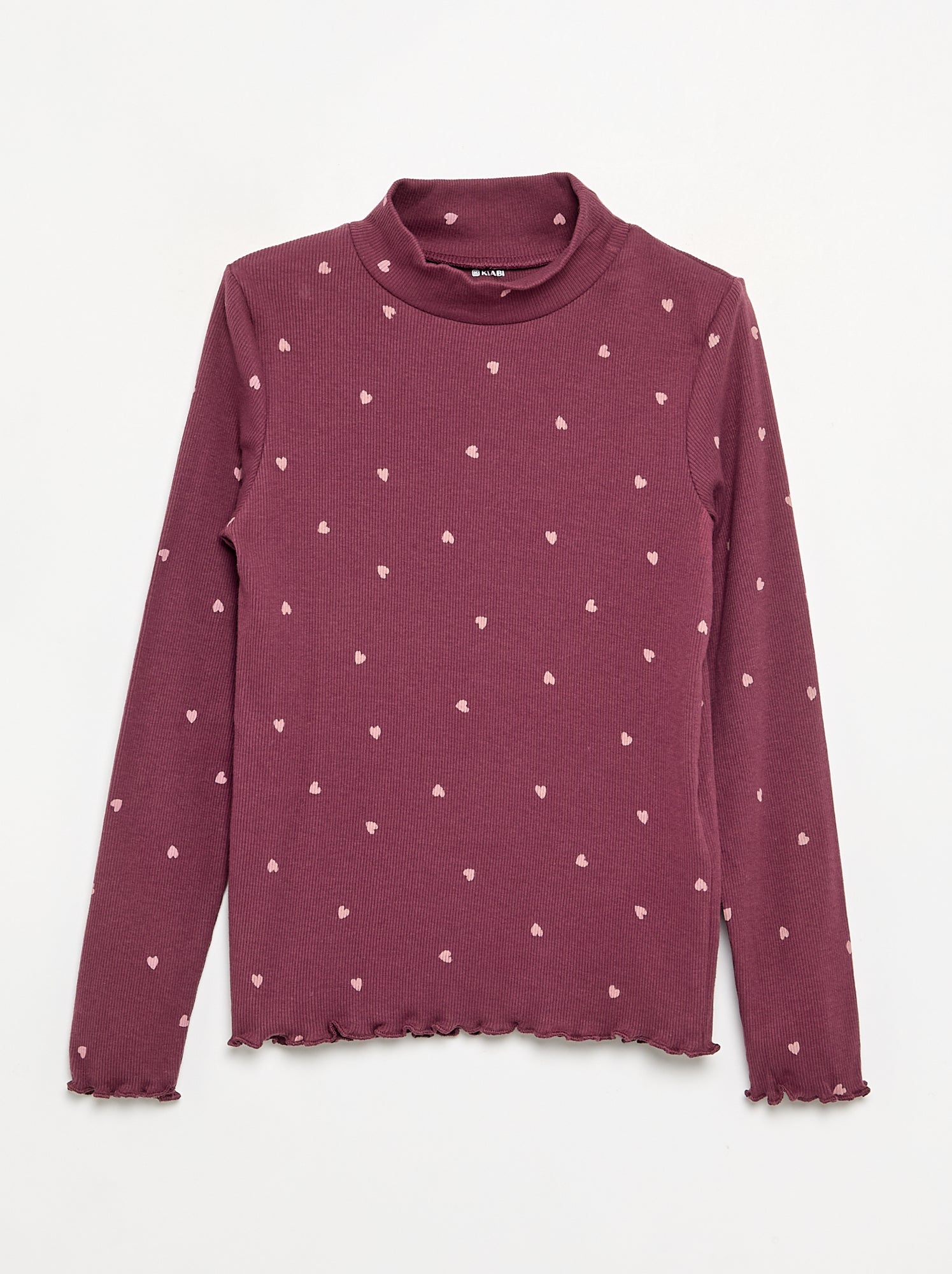 Sous-pull en maille côtelée imprimée - Rose
