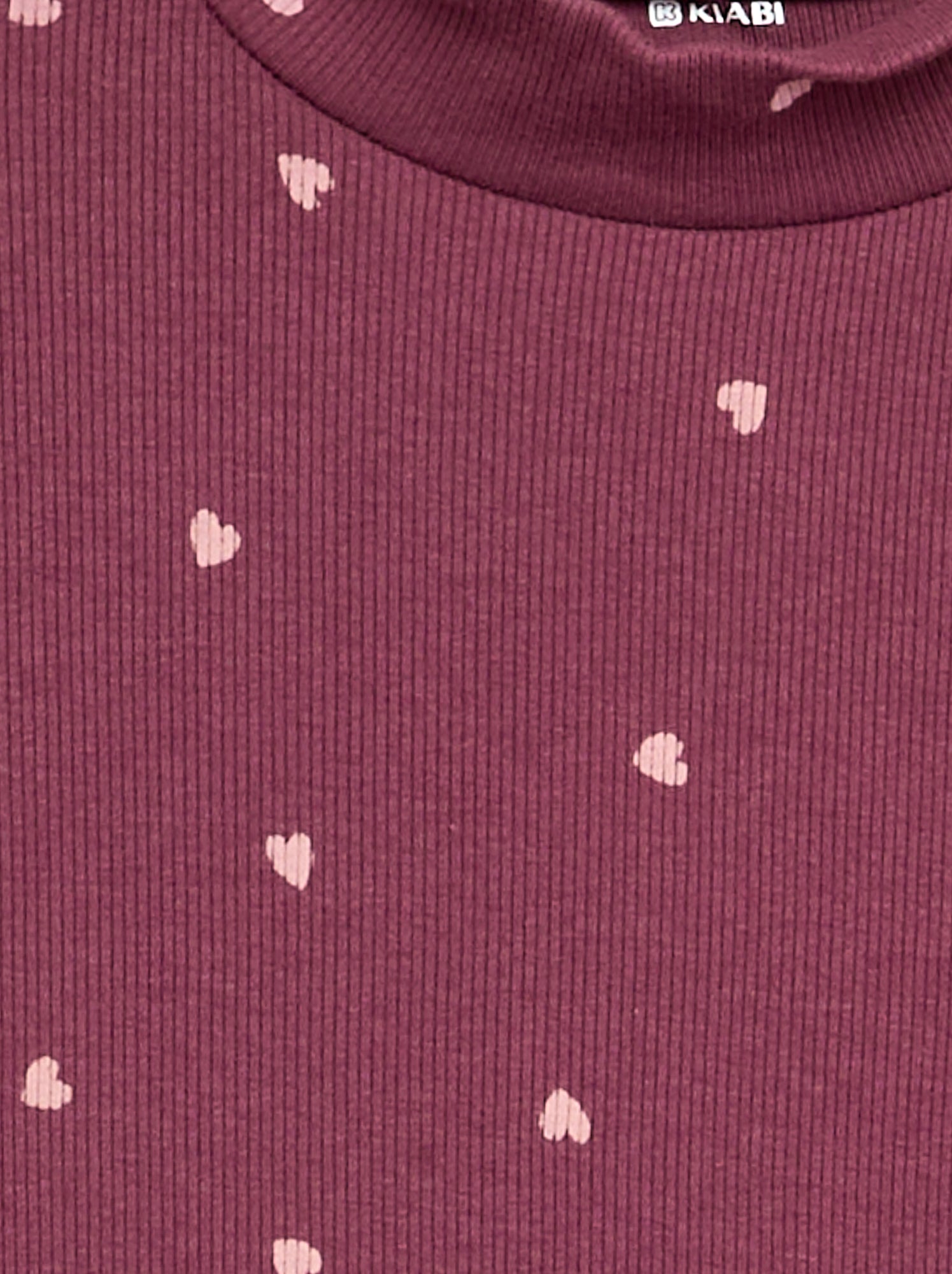 Sous-pull en maille côtelée imprimée - Rose