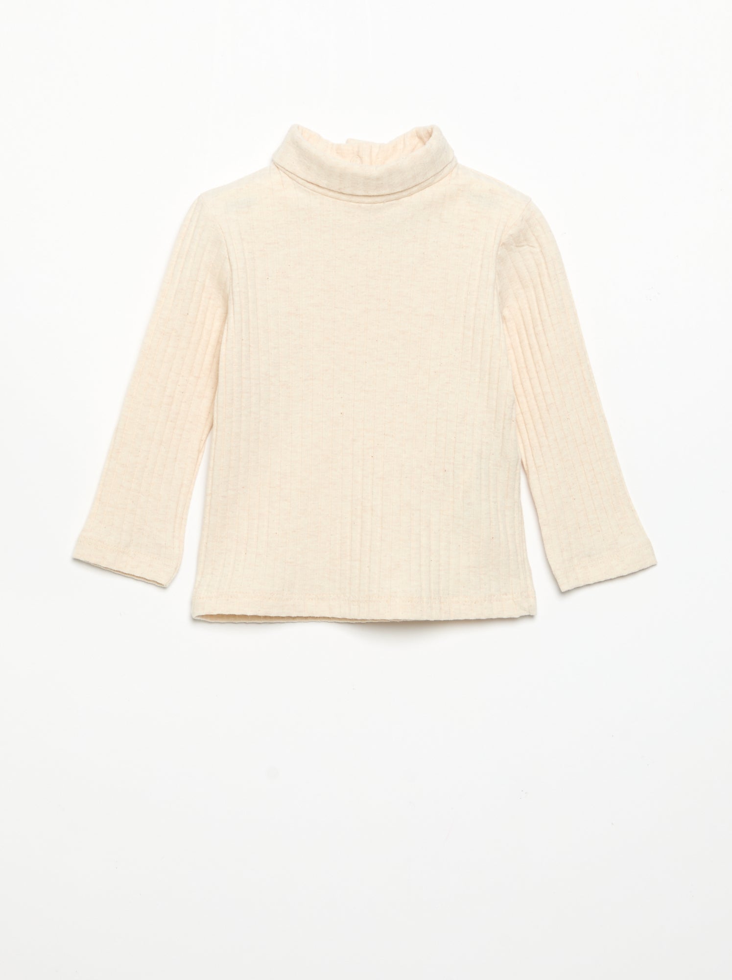 Sous-pull en maille côtelée plate - Beige
