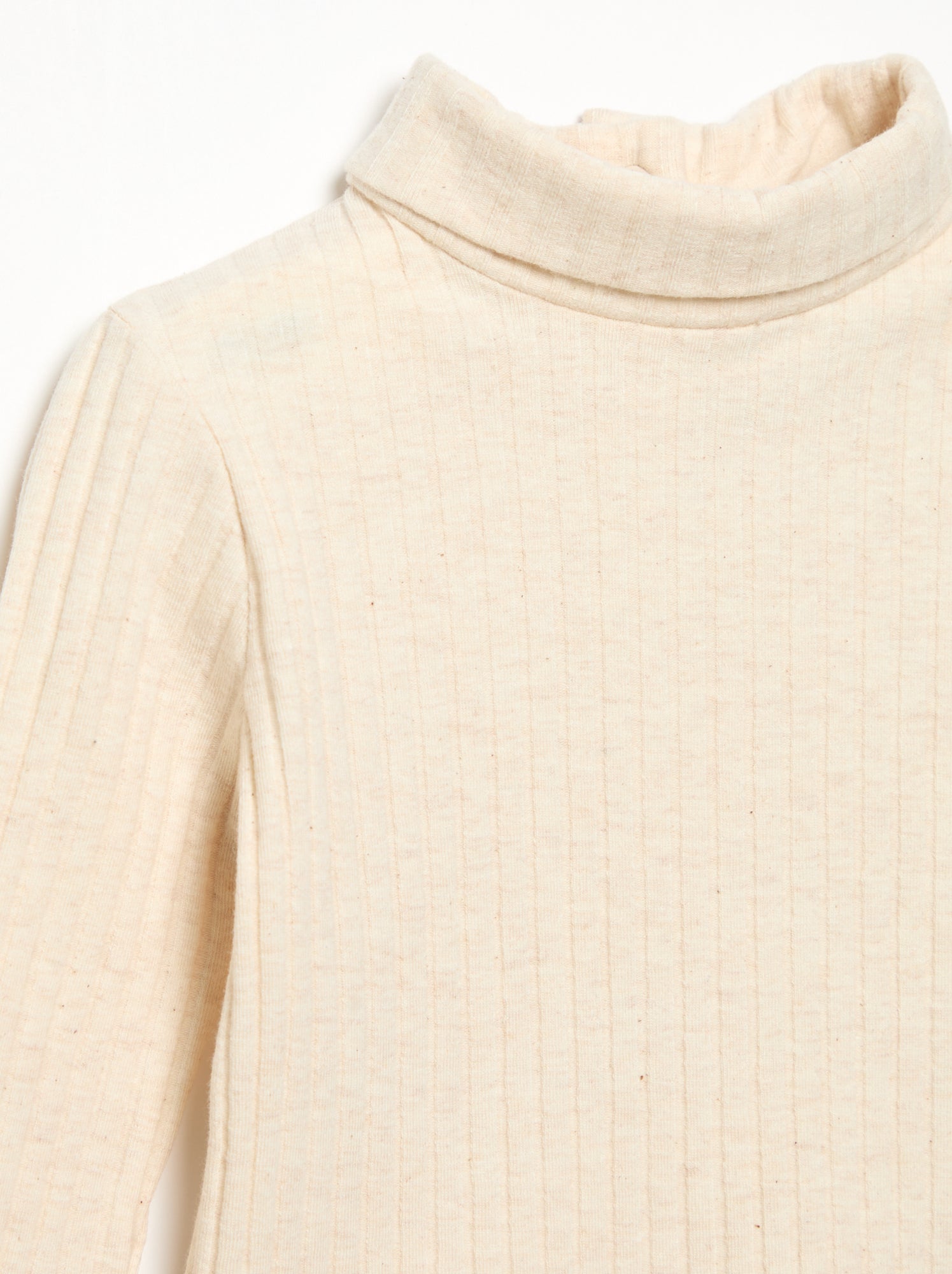 Sous-pull en maille côtelée plate - Beige