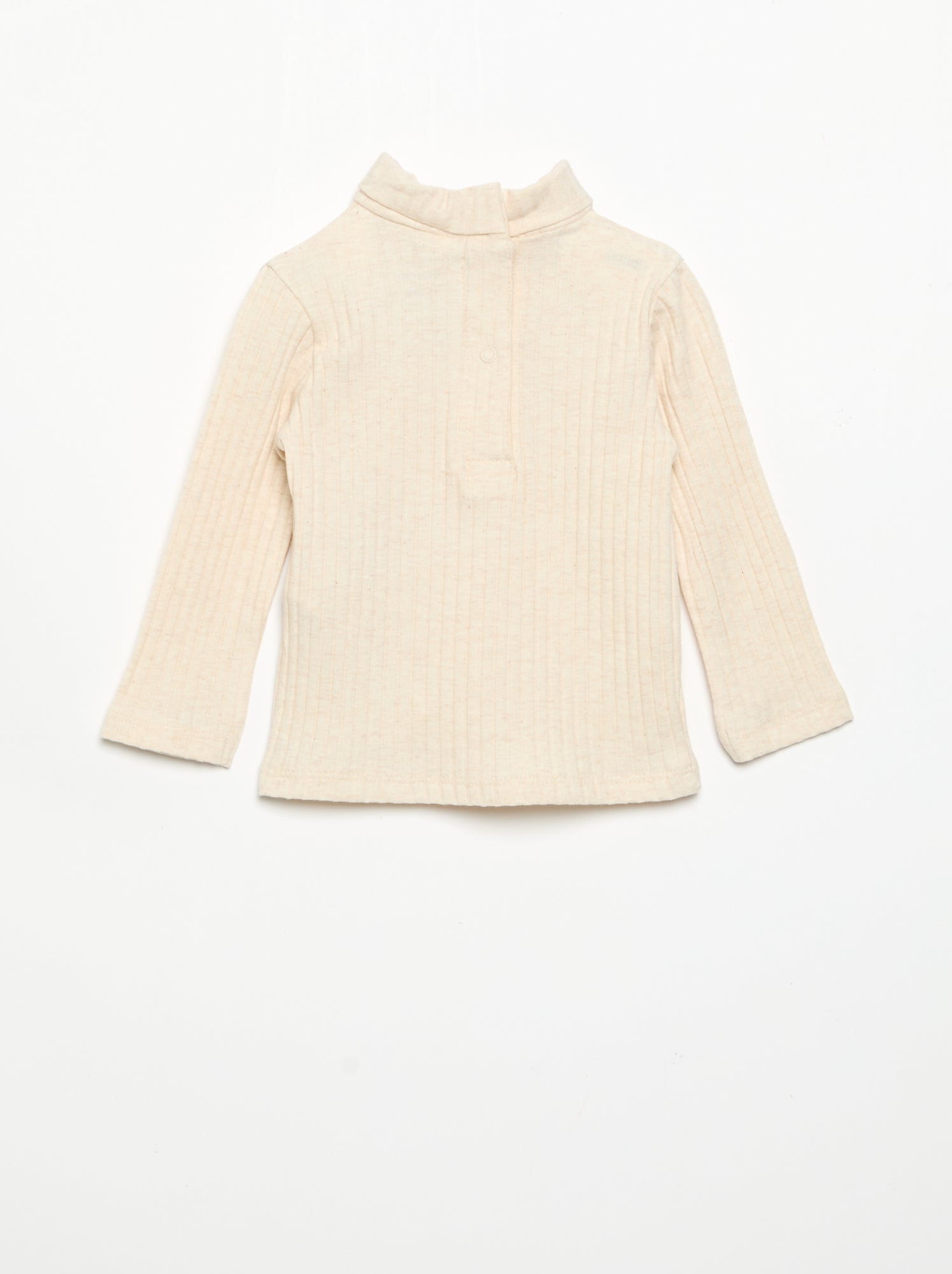 Sous-pull en maille côtelée plate - Beige
