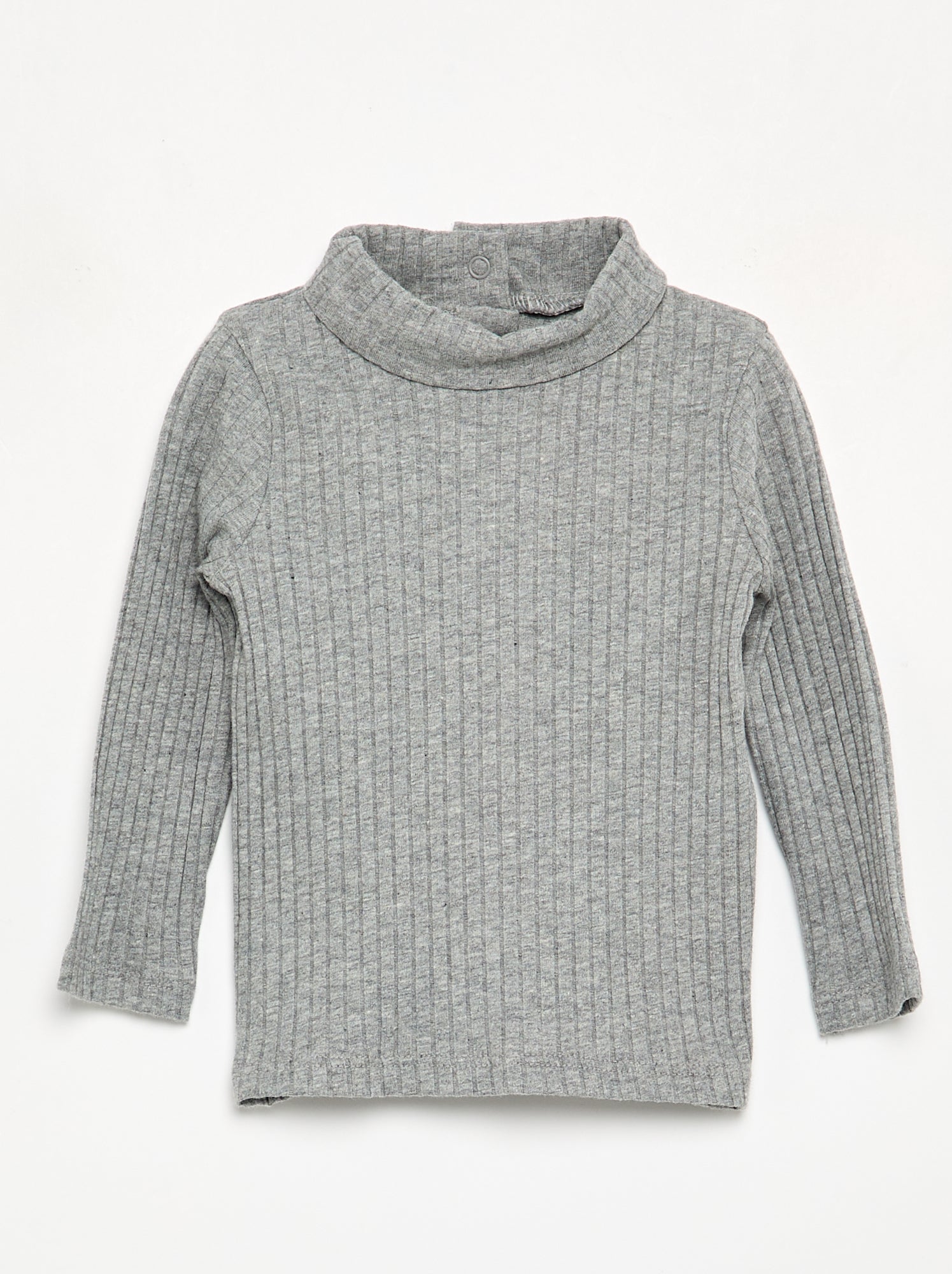 Sous-pull en maille côtelée plate - Gris