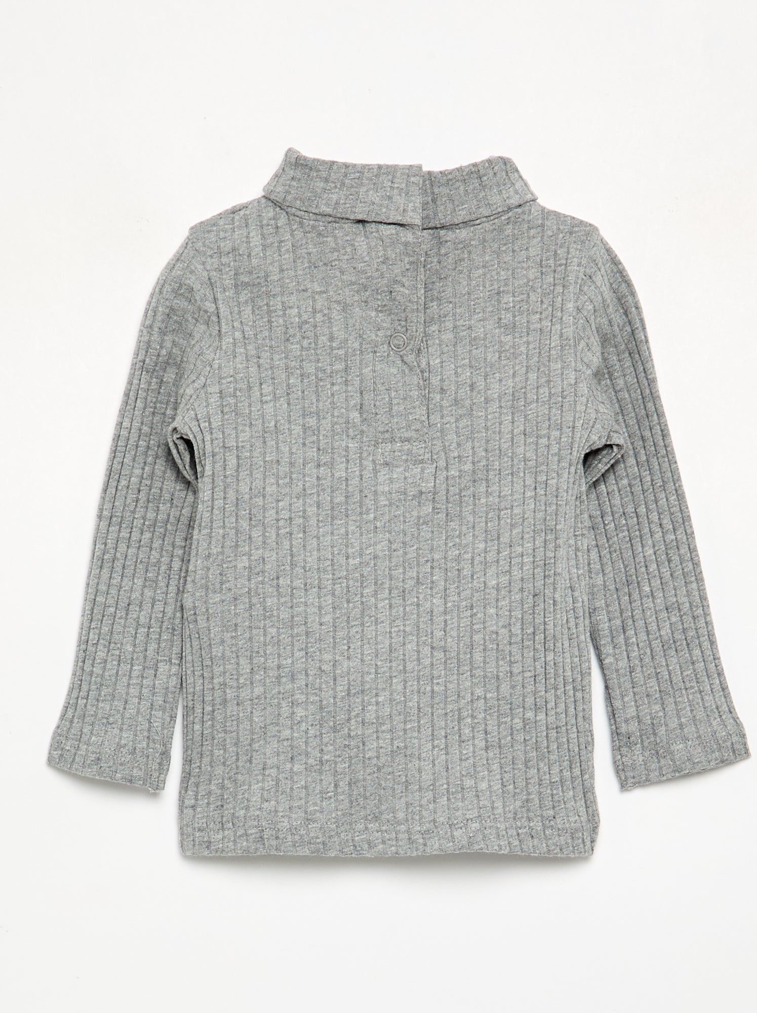 Sous-pull en maille côtelée plate - Gris