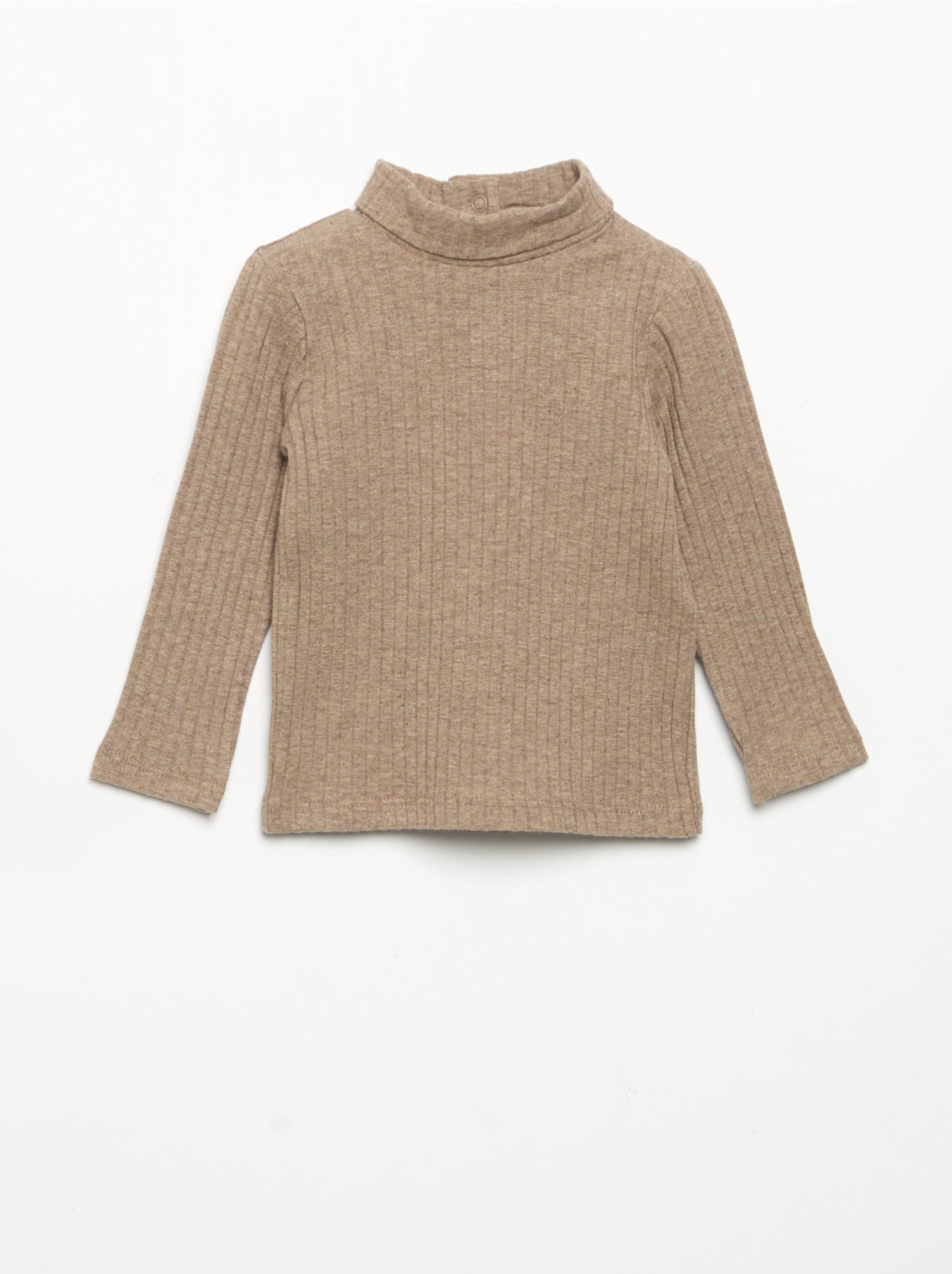 Sous-pull en maille côtelée plate - Marron