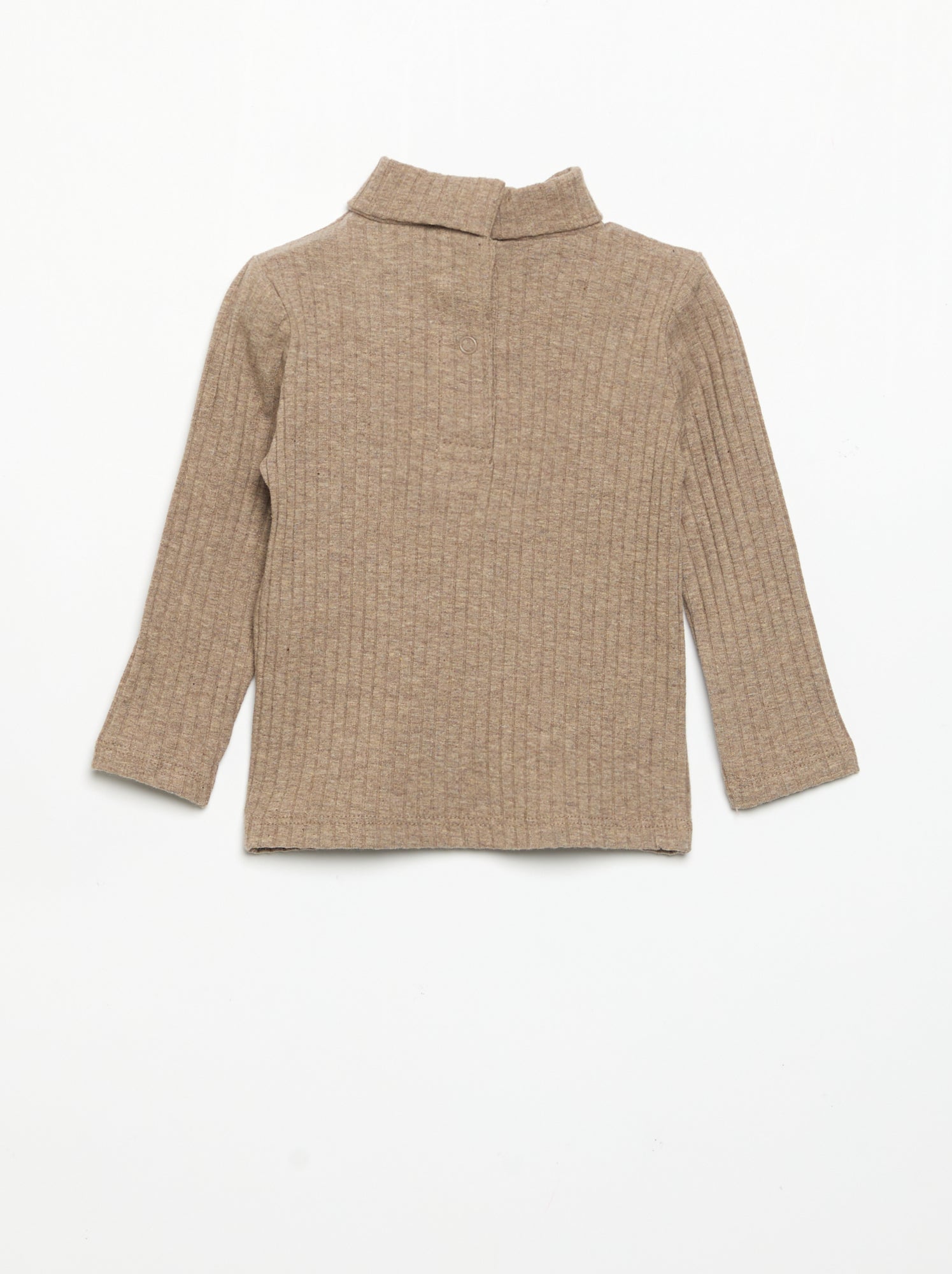 Sous-pull en maille côtelée plate - Marron