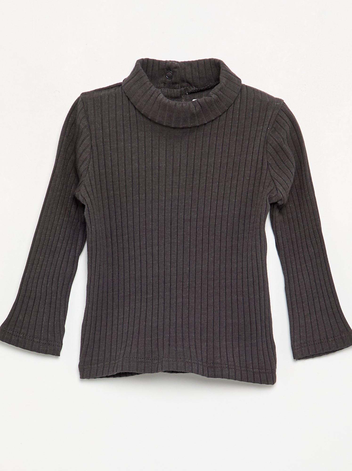 Sous-pull en maille côtelée plate - Noir