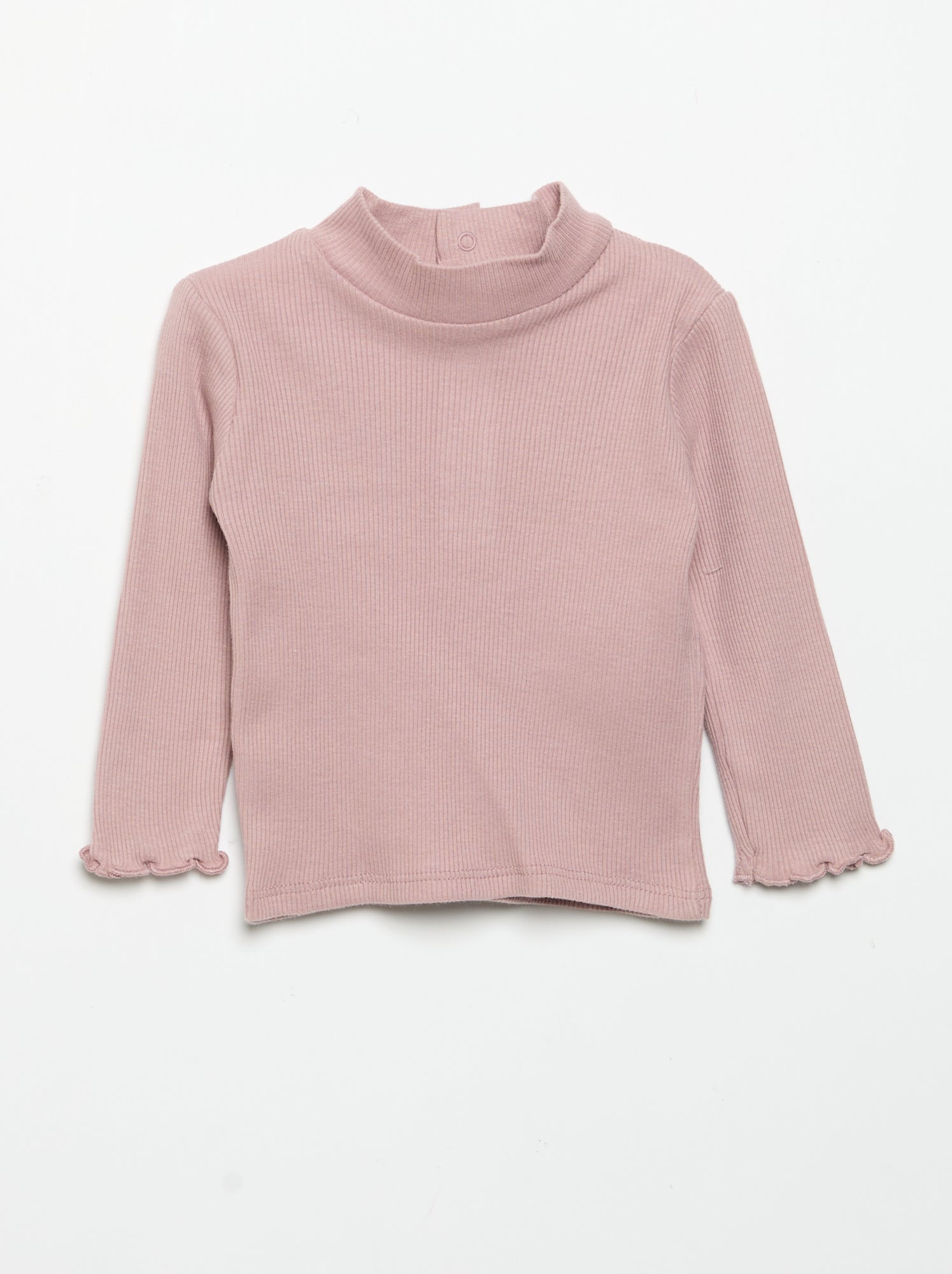 Sous-pull en maille côtelée - Rose