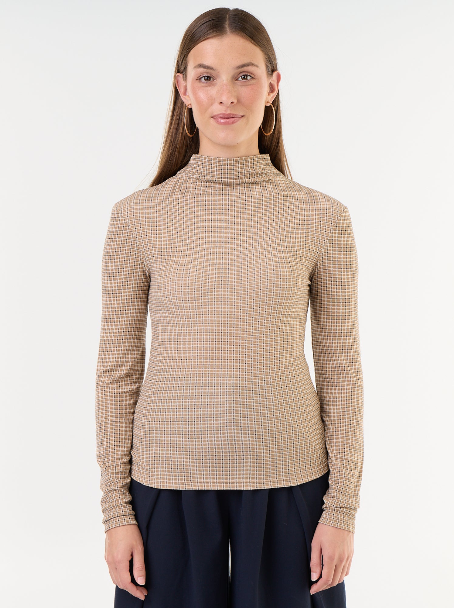 Sous-pull stretch à col roulé - Beige