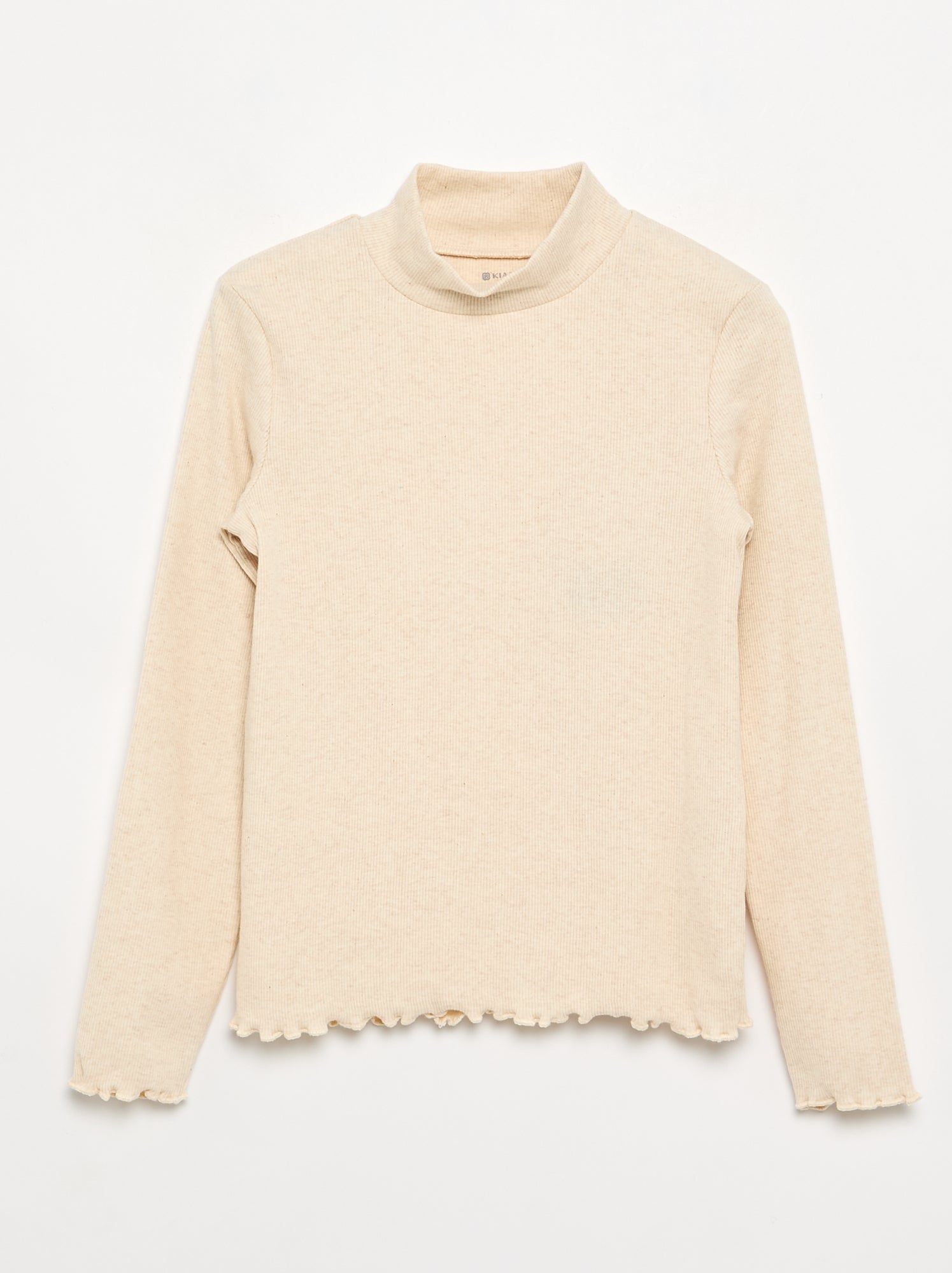 Sous-pull uni avec finitions ondulées - Beige