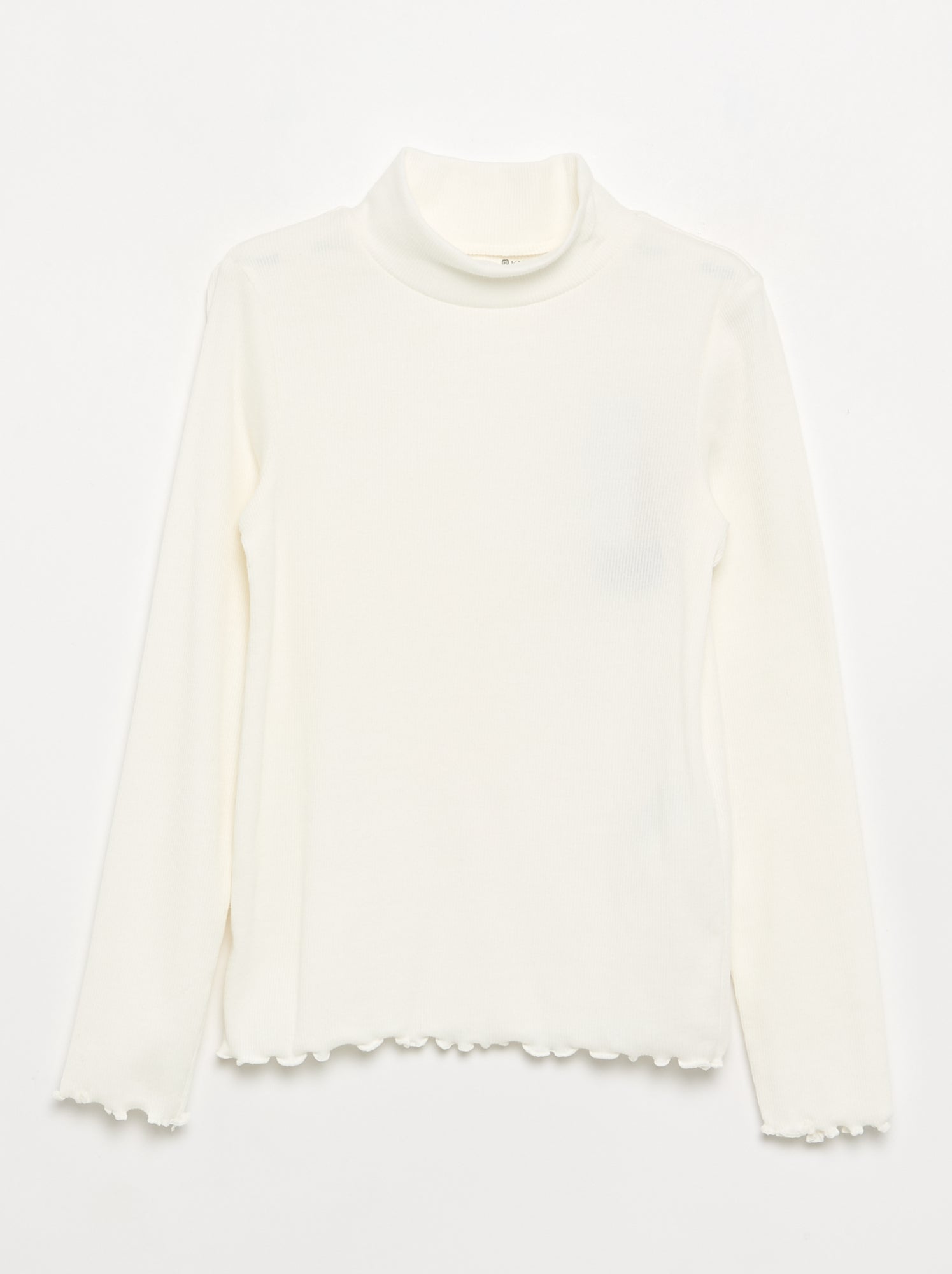 Sous-pull uni avec finitions ondulées - Blanc