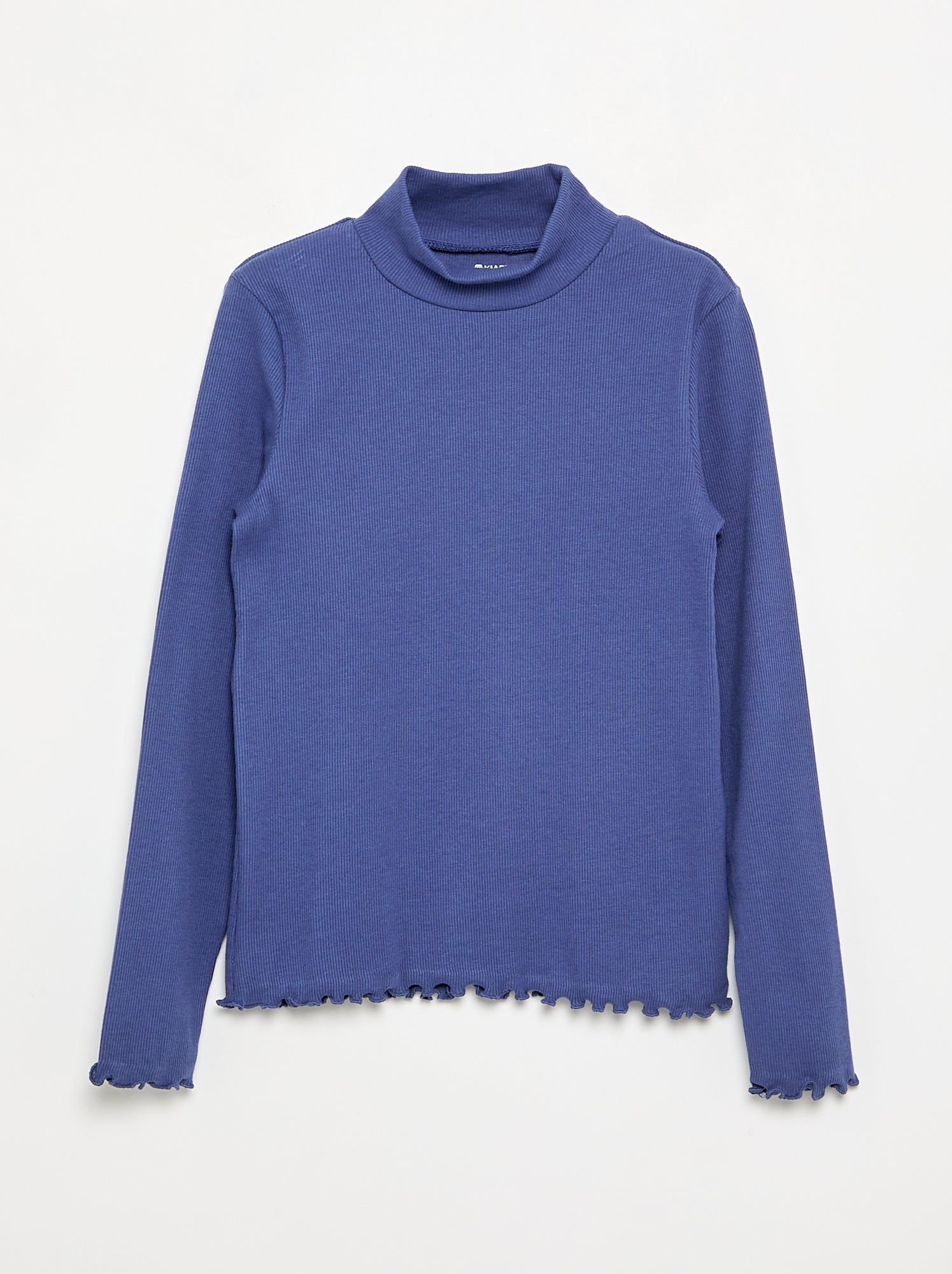 Sous-pull uni avec finitions ondulées - Bleu