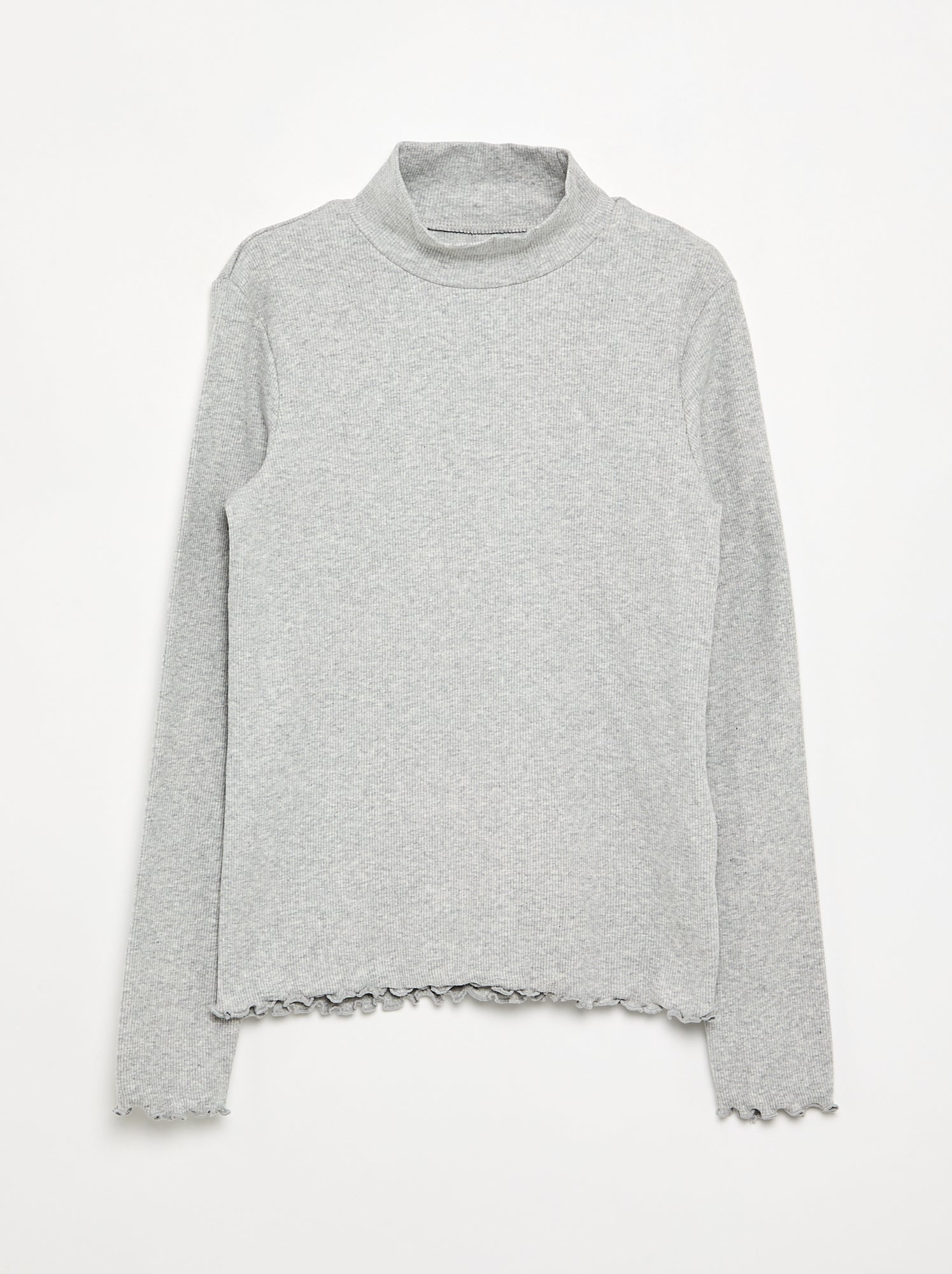 Sous-pull uni avec finitions ondulées - Gris