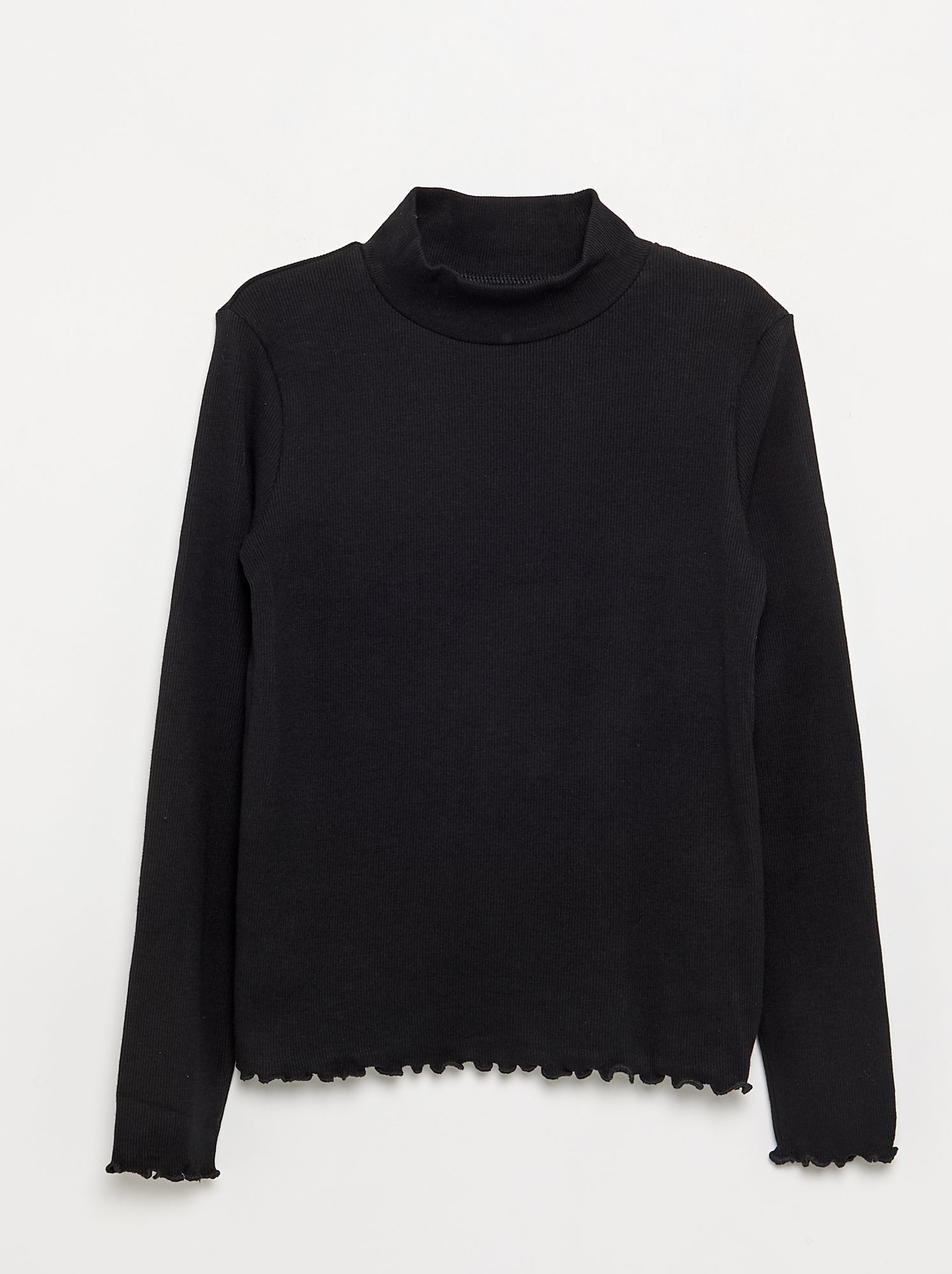 Sous-pull uni avec finitions ondulées - Noir