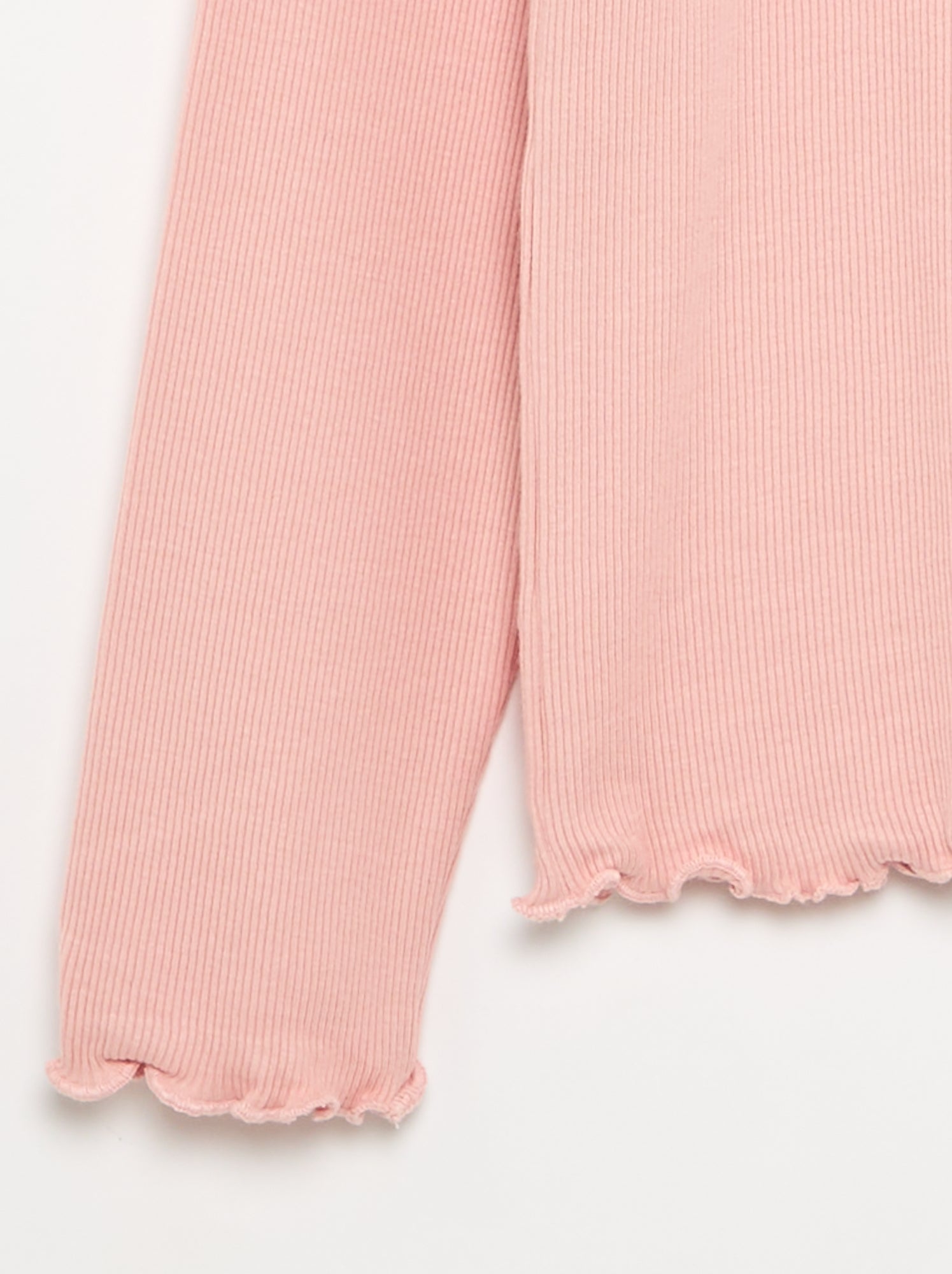 Sous-pull uni avec finitions ondulées - Rose
