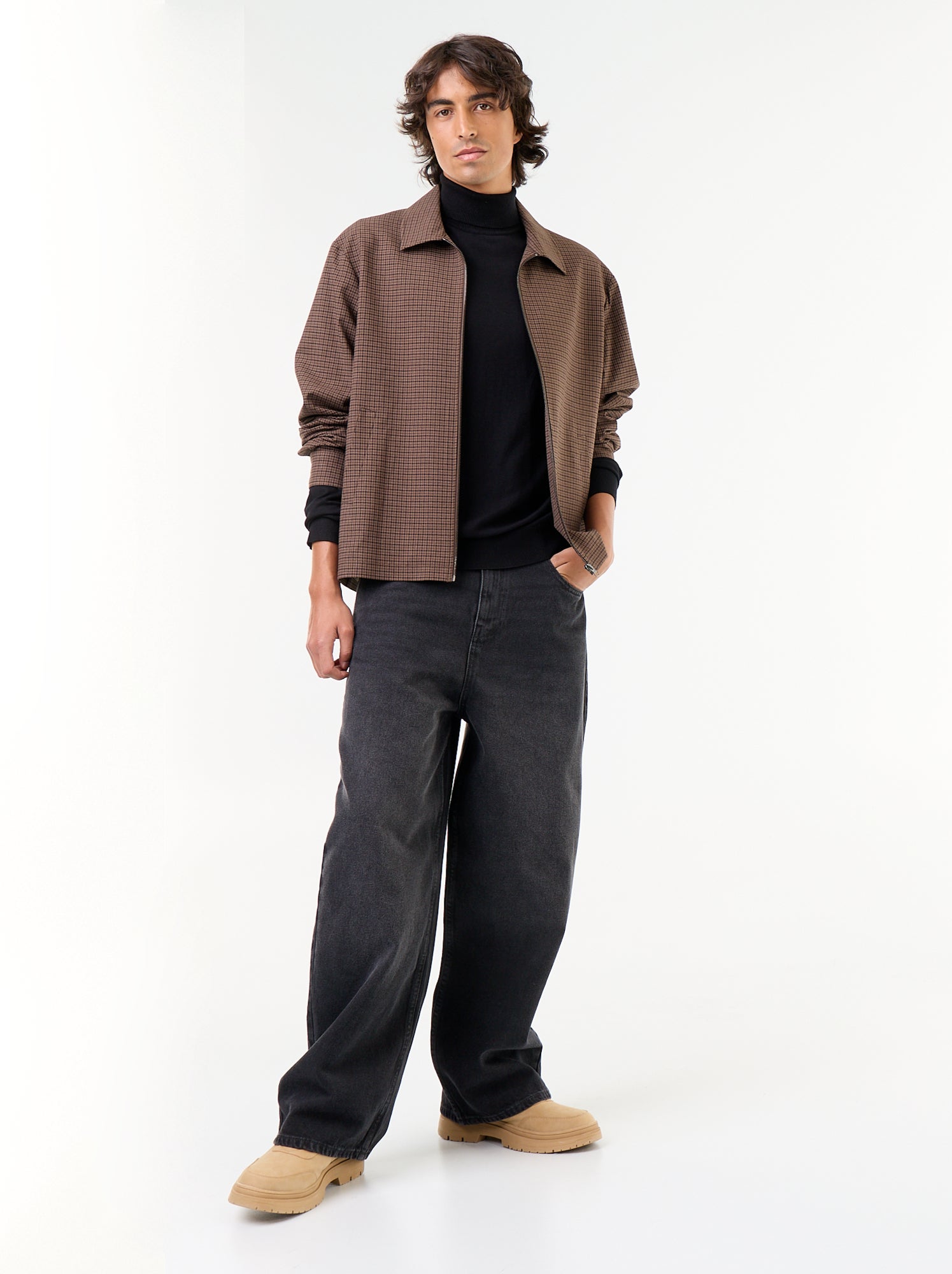 Sous-pull uni en maille fine jauge - Noir