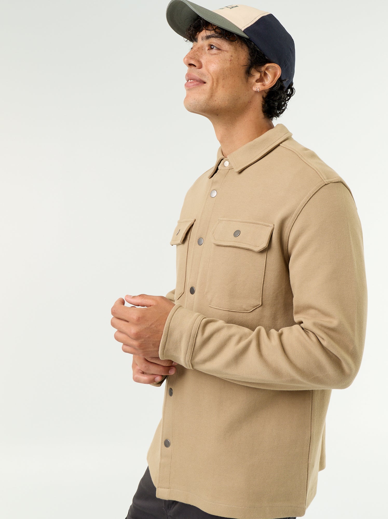 Surchemise en maille piquée - Beige